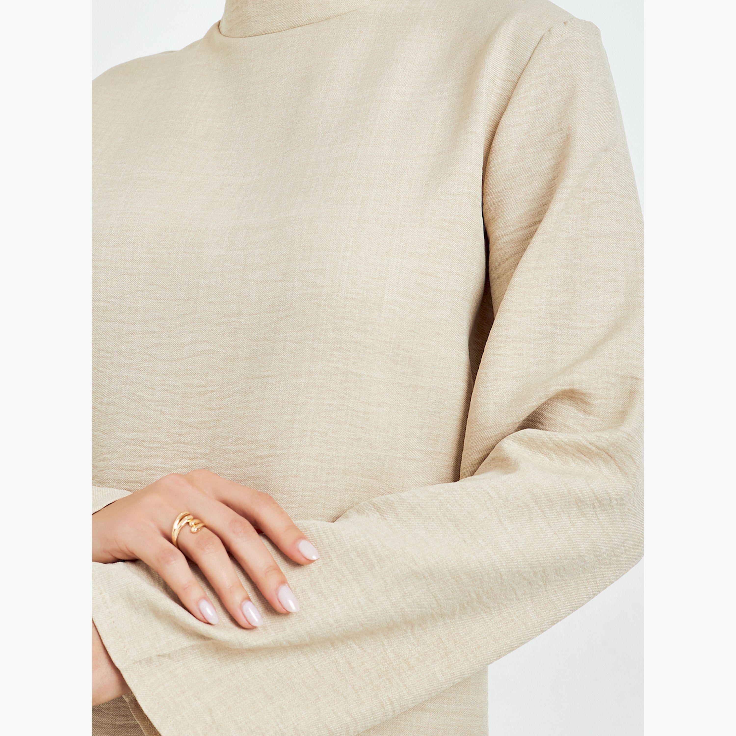 Styli Beige Oversized Top and Wide Leg Pants Modest Set-women-arabicclothing-sets-image-6