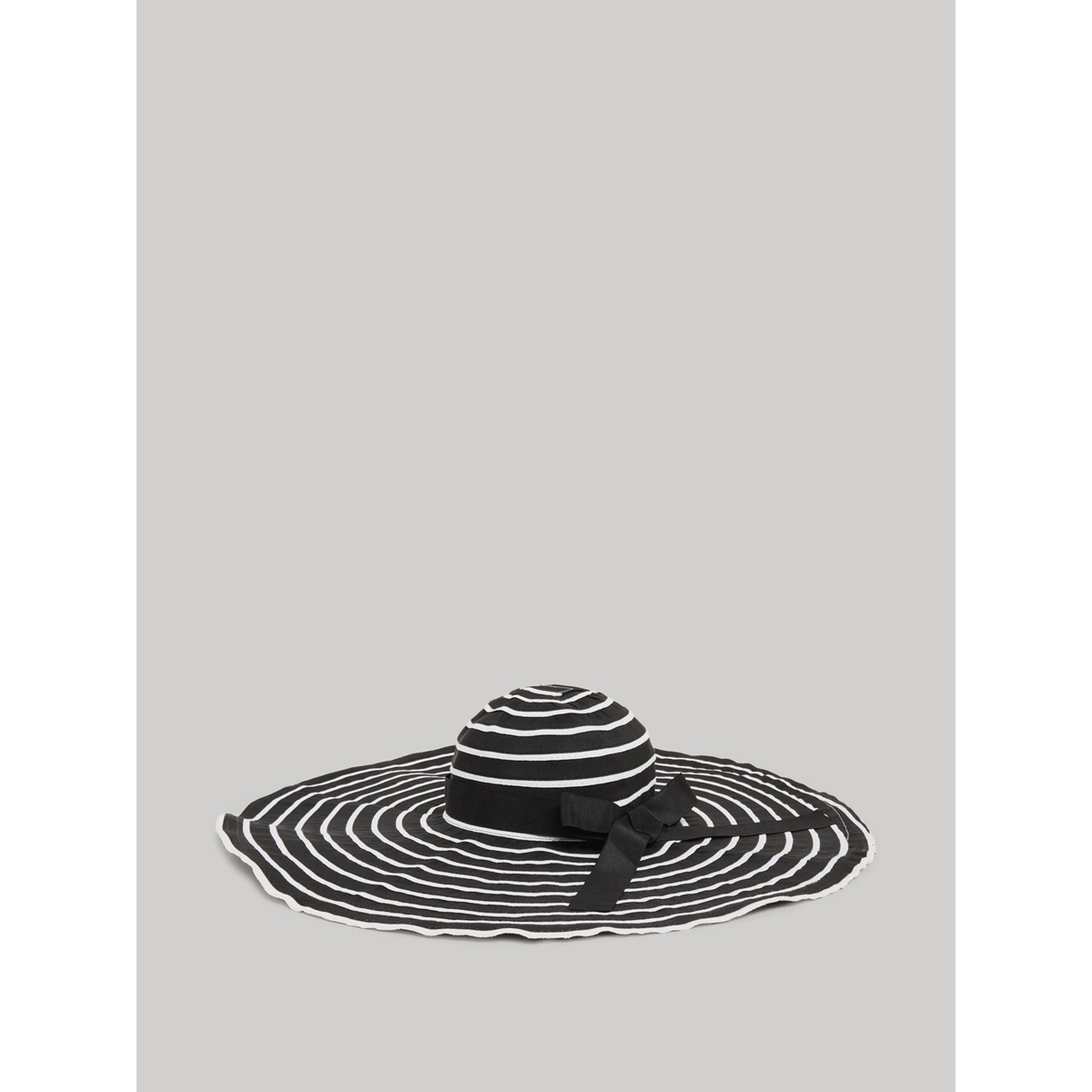Styli Black and White Striped Sun Hat with Bow-women-clothingaccessories-capsandhats-image-1