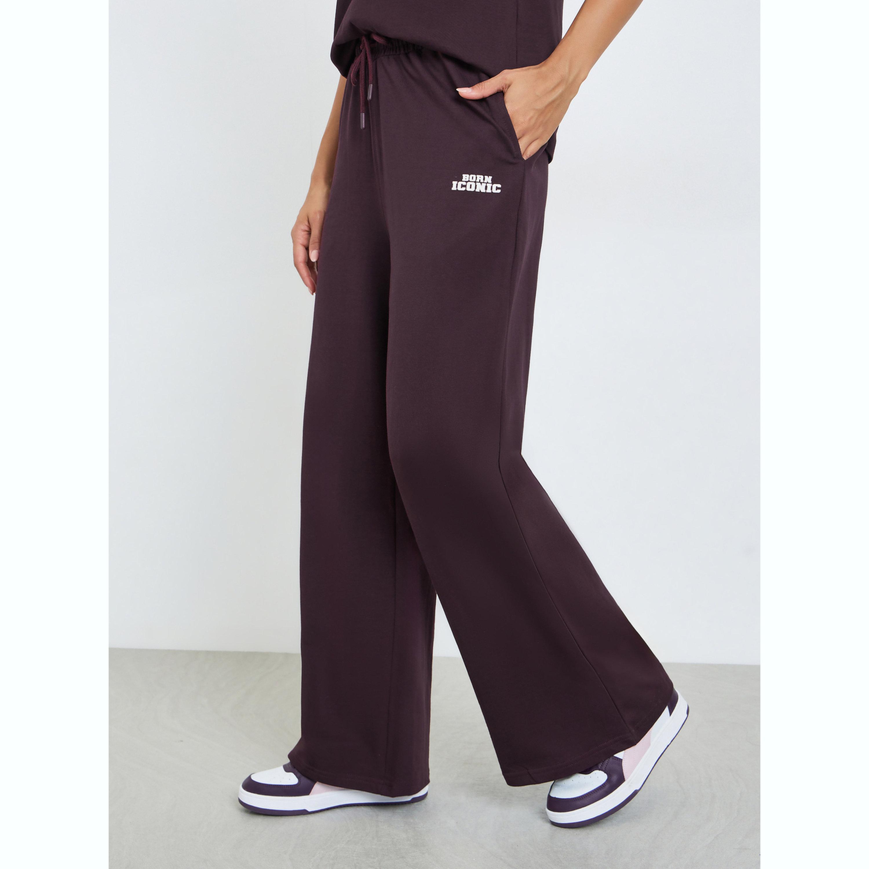Styli Dark Purple Printed T-Shirt and Joggers Co-ords Set-women-clothing-coordsets-image-3