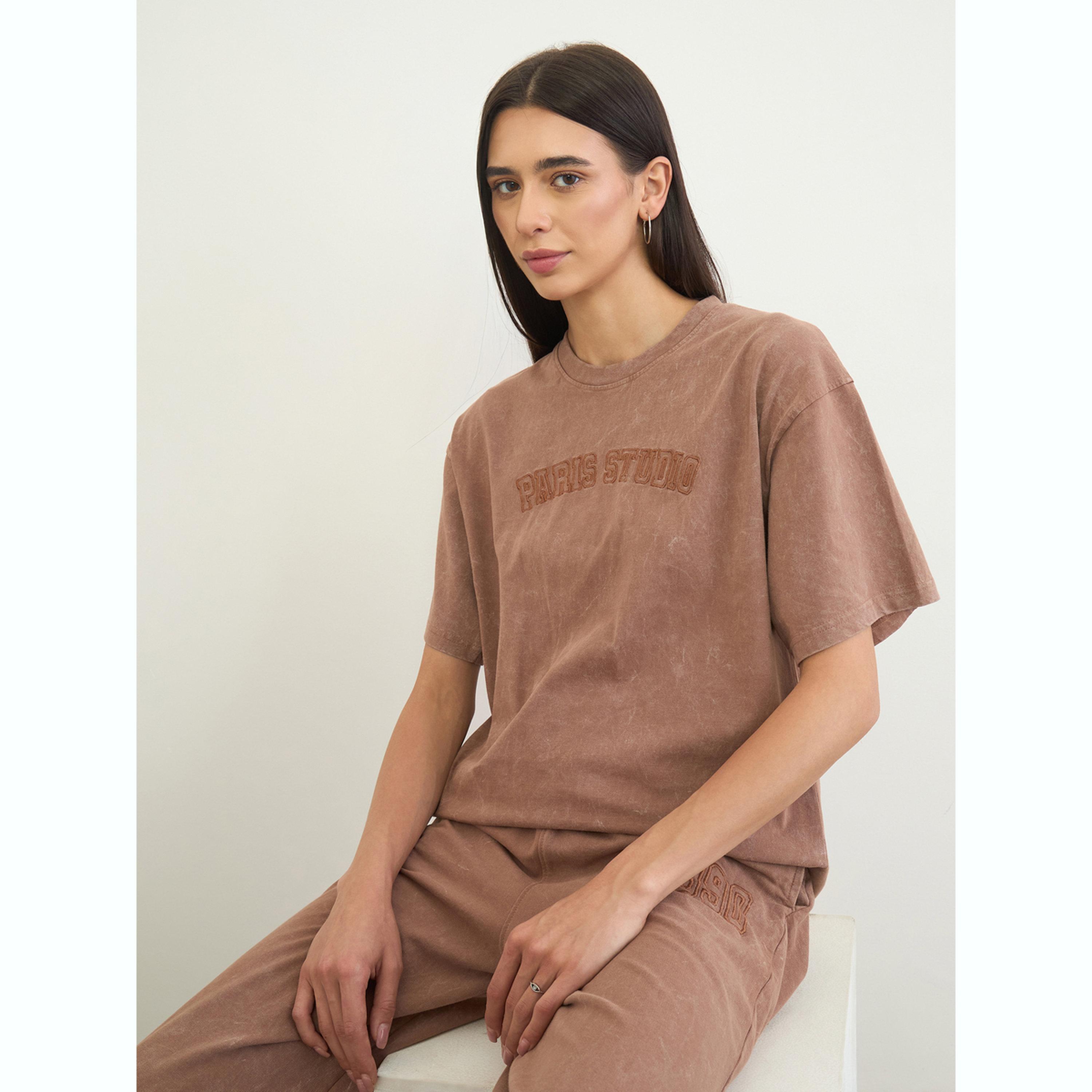 Styli Oversized Acid Wash Embroidered T-Shirt and Joggers Set-women-clothing-coordsets-image-3
