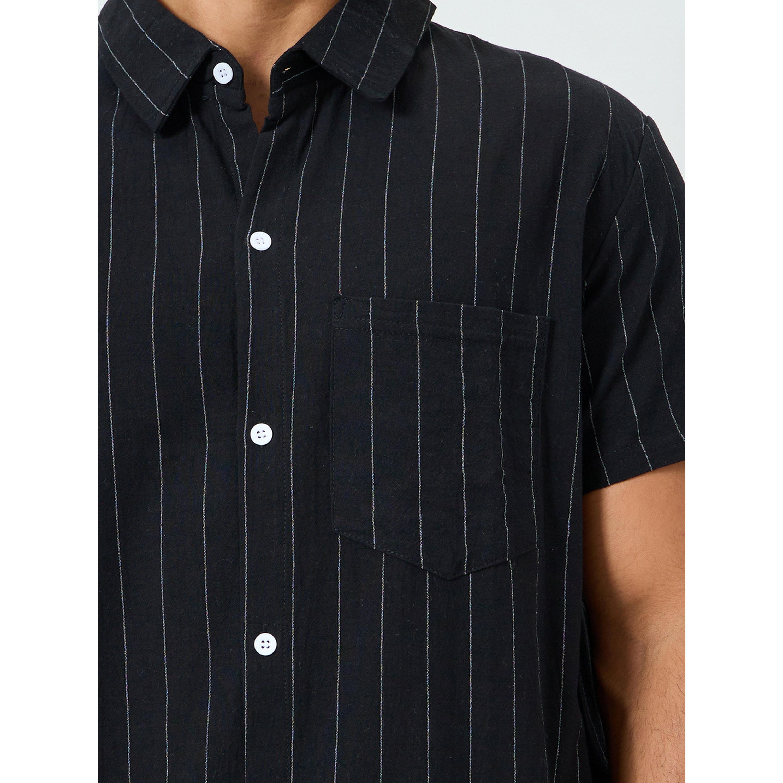 طقم من قميص مخطط بجيوب وشورت-men-clothing-coordsets-image-5