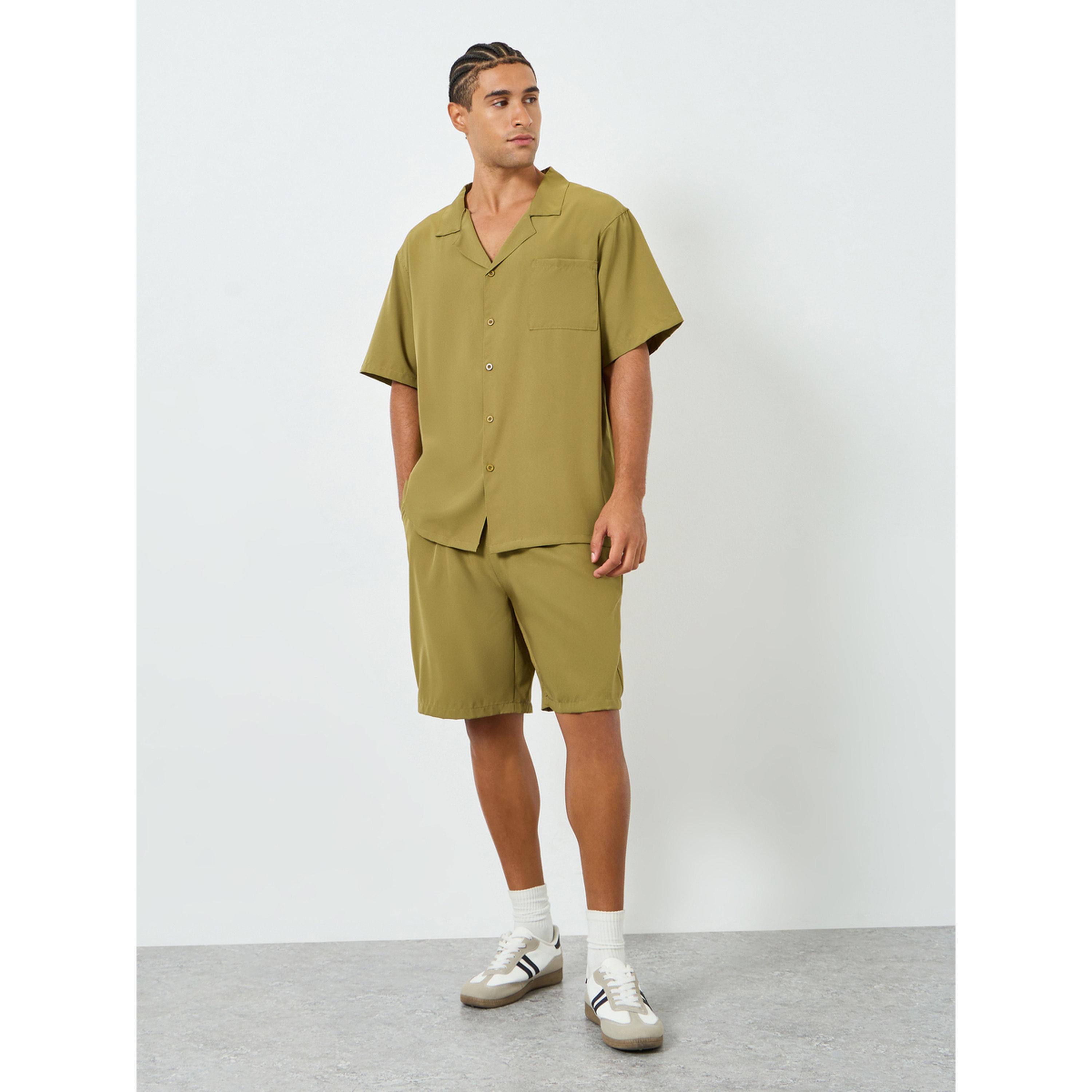 Take Two Men Solid Pocket Detail Shirt and Shorts Co-Ords-men-clothing-coordsets-image-2
