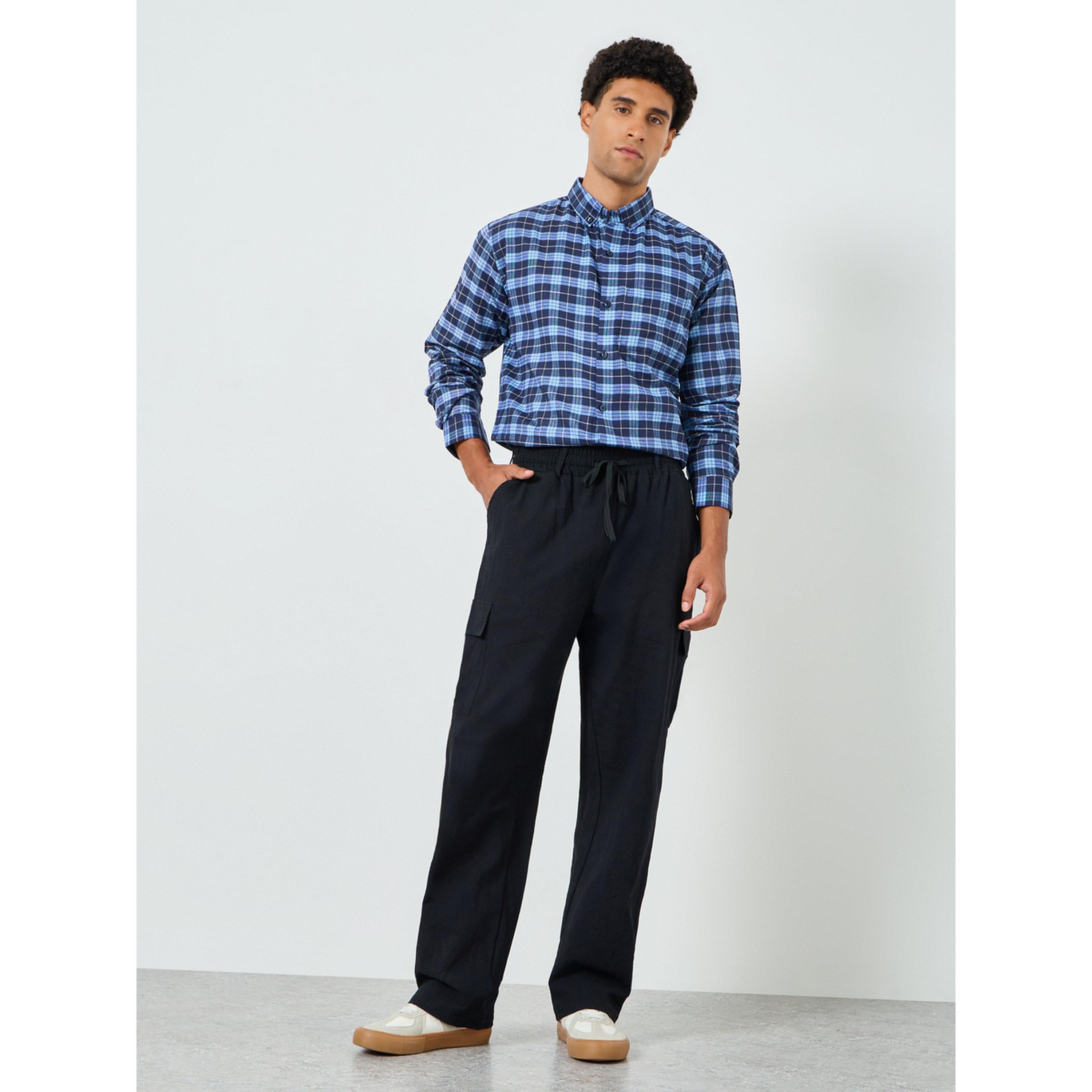 Take Two Men Black Cargo Trousers with Drawstring-men-clothing-bottoms-joggers-image-2