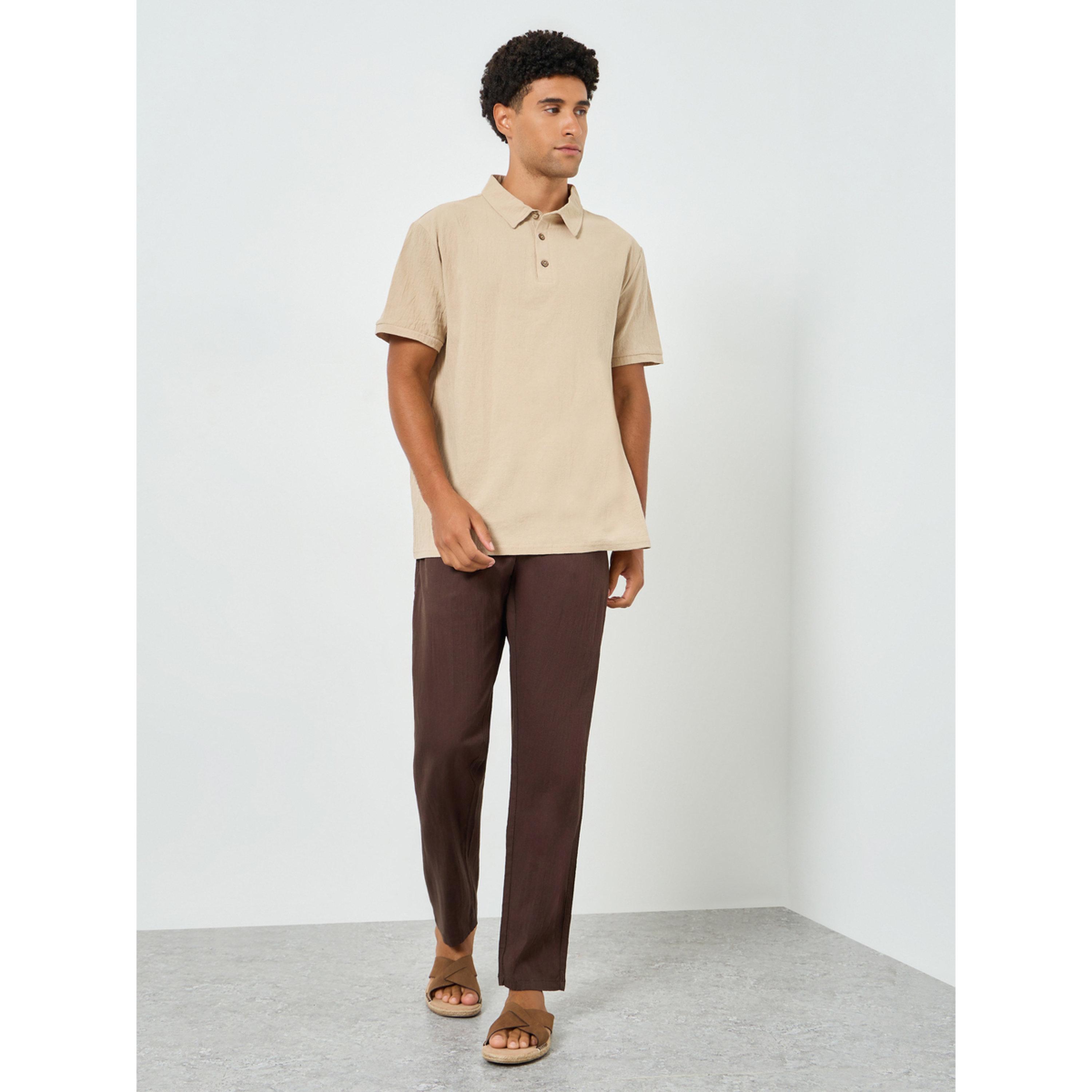 Take Two Men Beige Linen Blend Short Sleeve Polo-men-clothing-tshirtsandpolos-polos-image-2