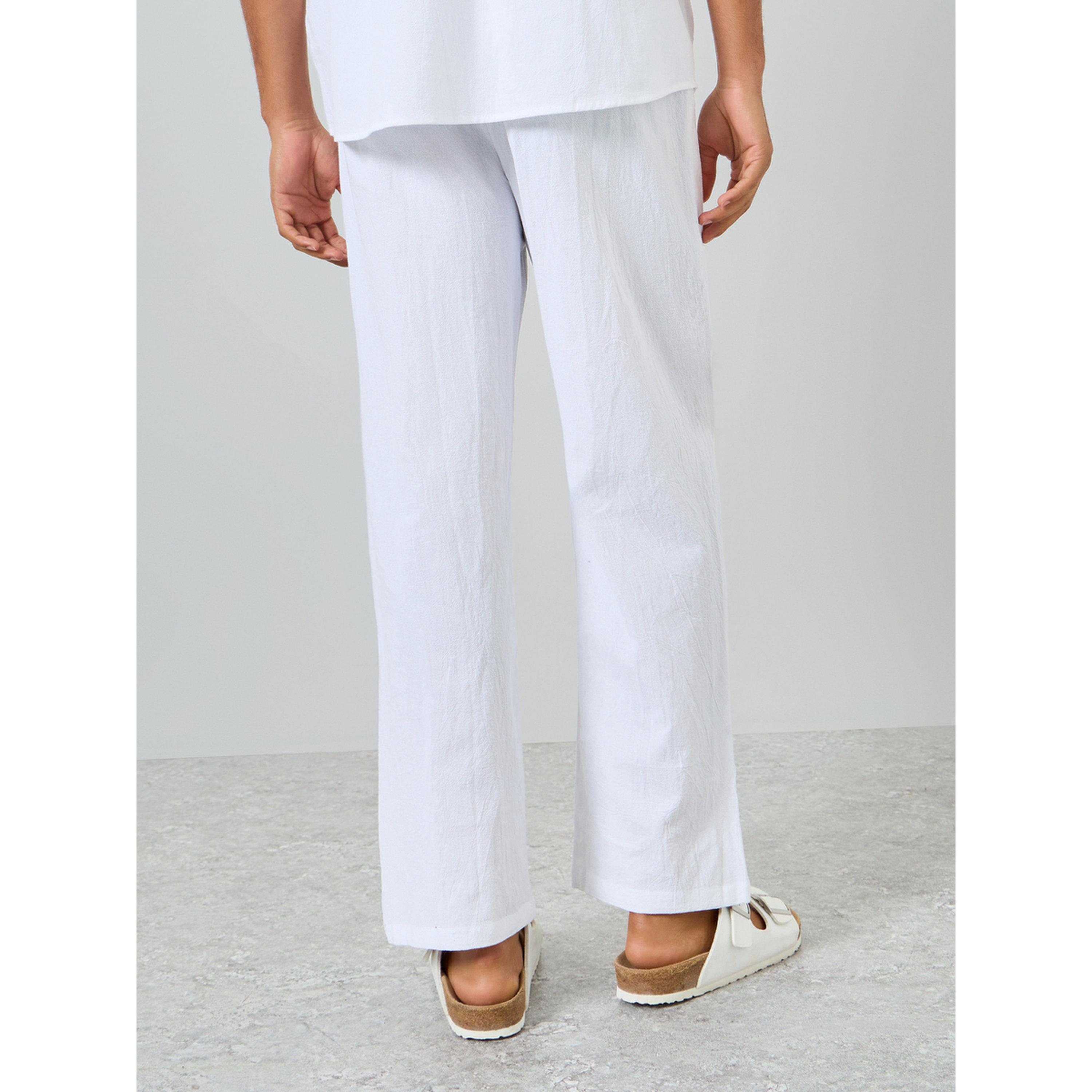 Take Two Men White Linen Relaxed Fit Trousers-men-clothing-bottoms-joggers-image-4