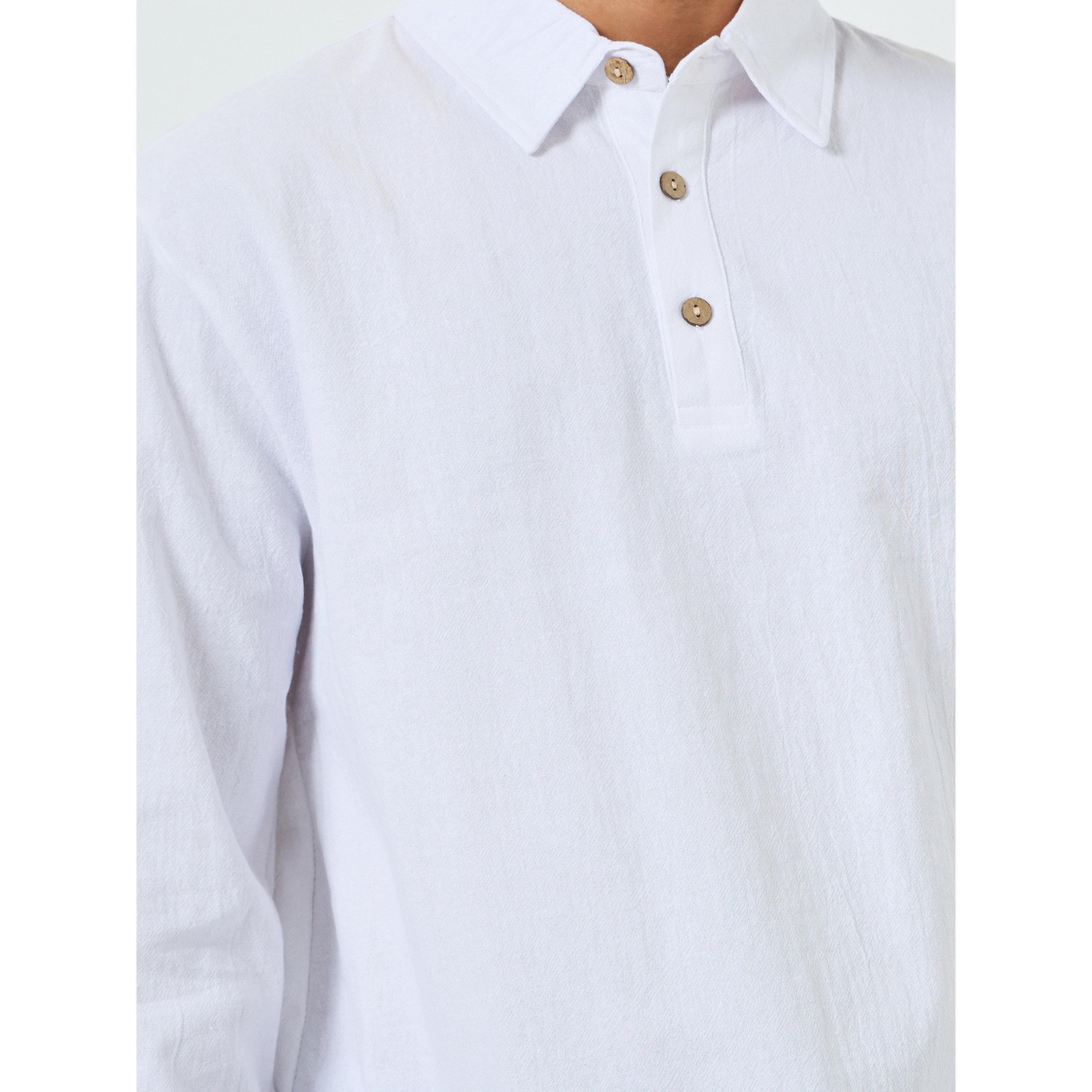 Take Two Men White Long Sleeve Linen Blend Polo-men-clothing-tshirtsandpolos-polos-image-4