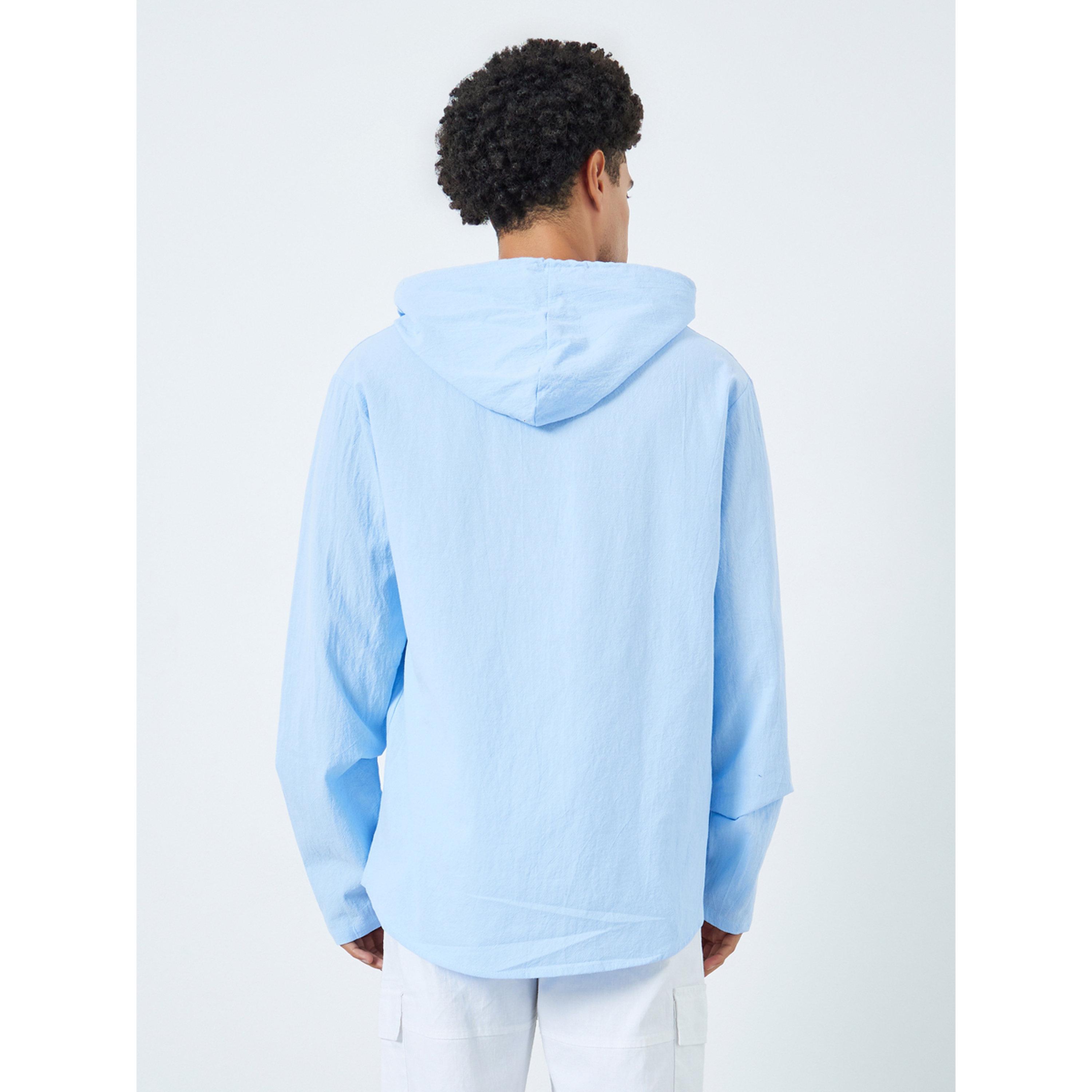 قميص سادة بقصة مريحة وياقة هودي-men-clothing-shirts-image-5