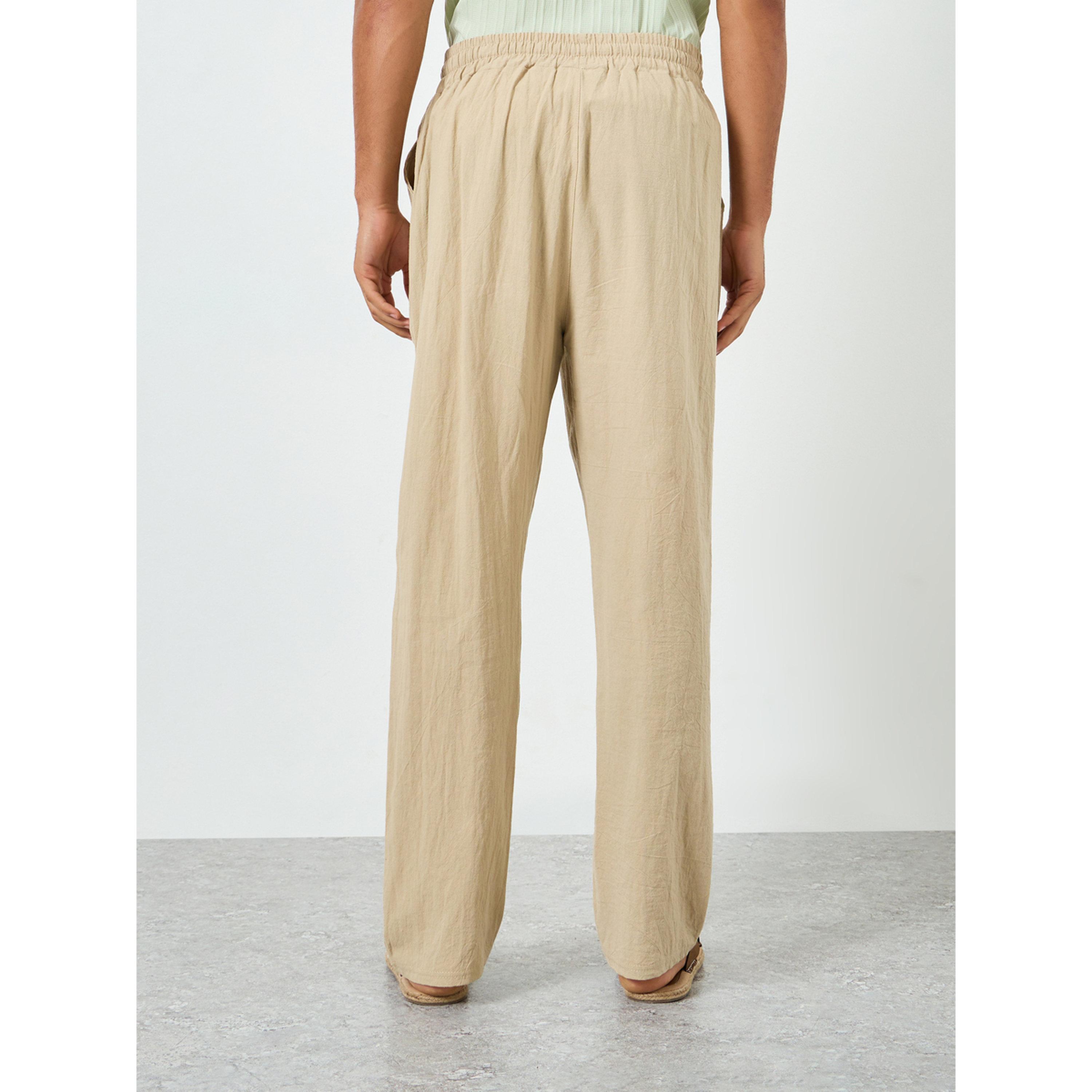 بنطال من مزيج الكتان برباط خصر-men-clothing-bottoms-joggers-image-4