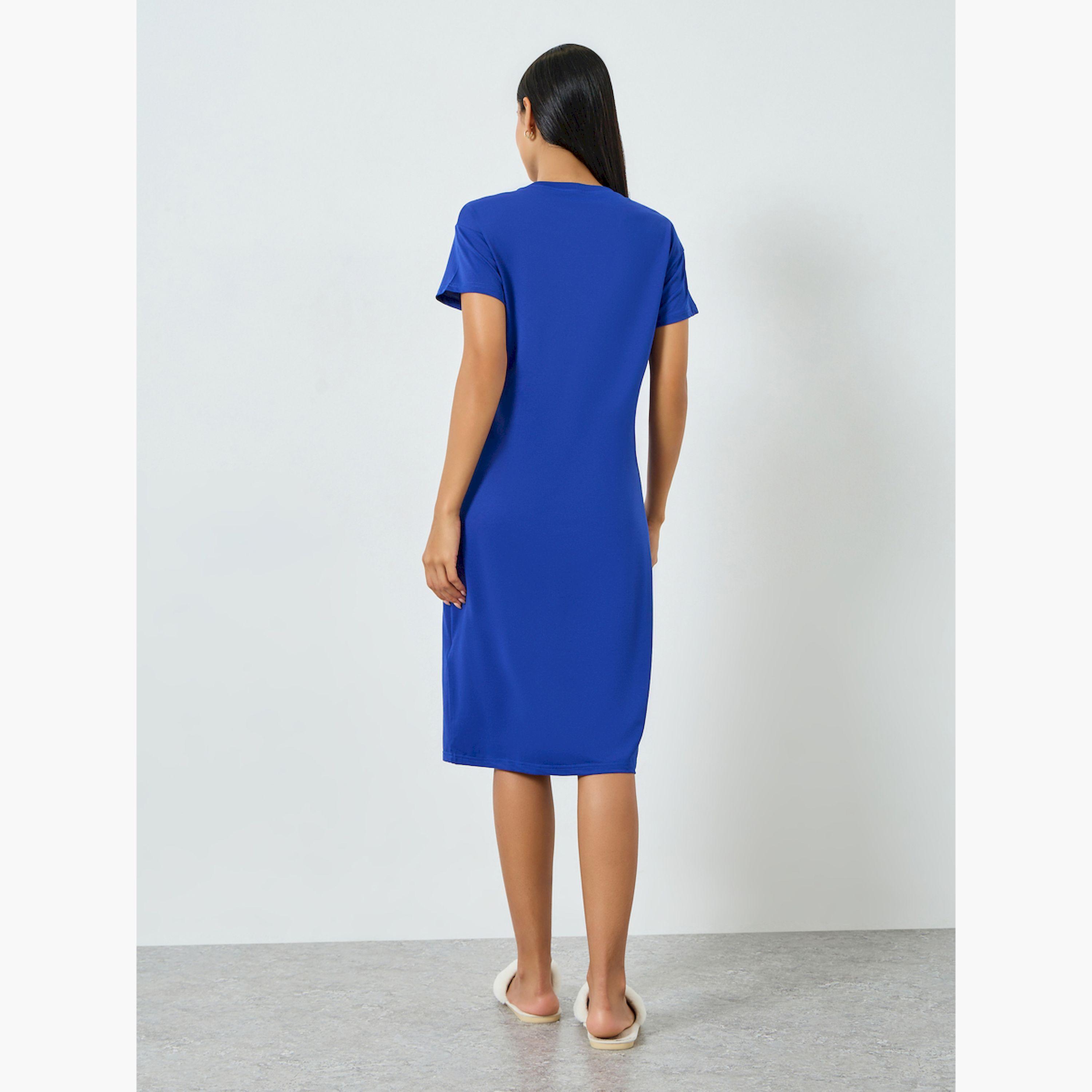 Take Two Blue Graphic Print T-Shirt Dress-women-clothing-nightwear-nighties-image-3