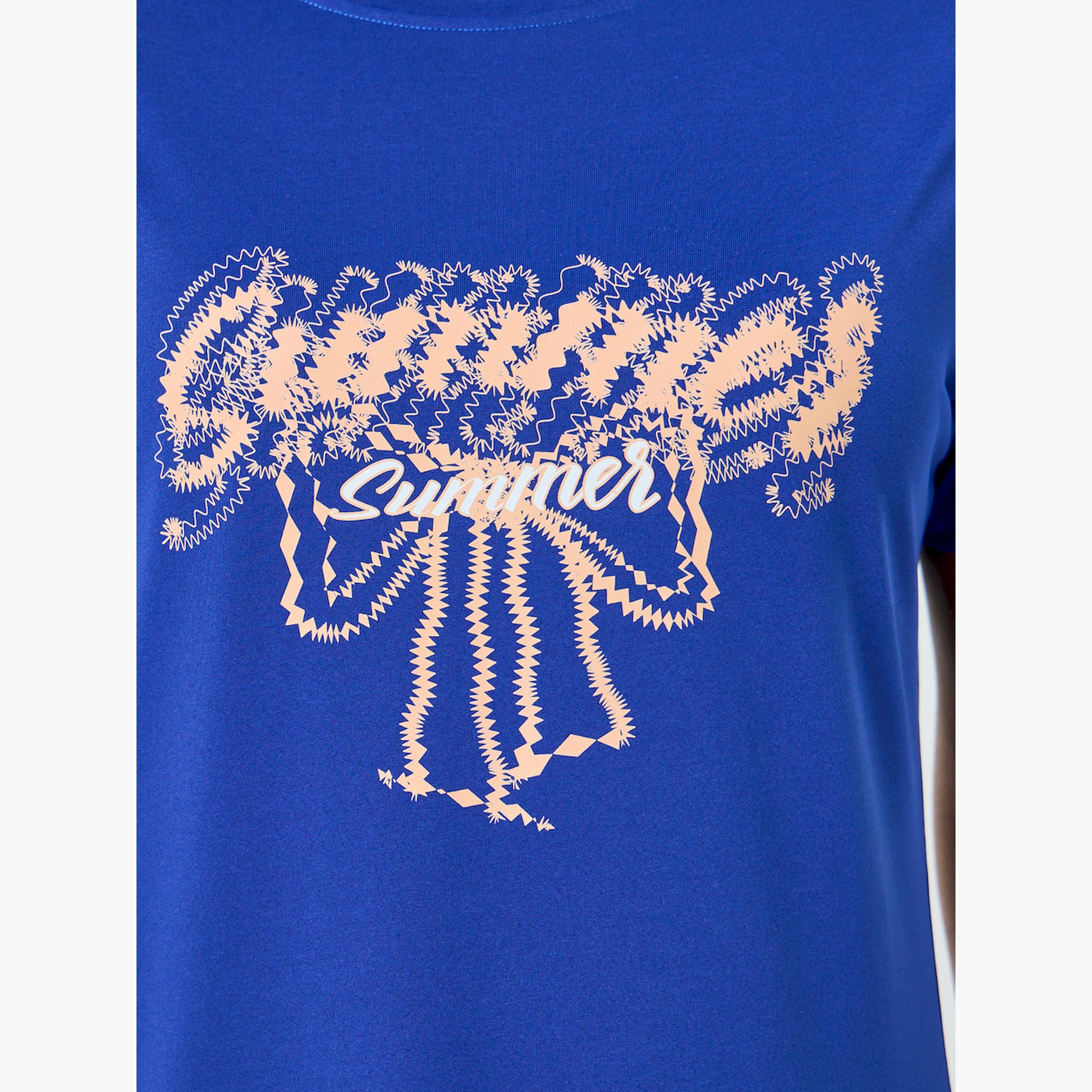 Take Two Blue Graphic Print T-Shirt Dress-women-clothing-nightwear-nighties-image-4