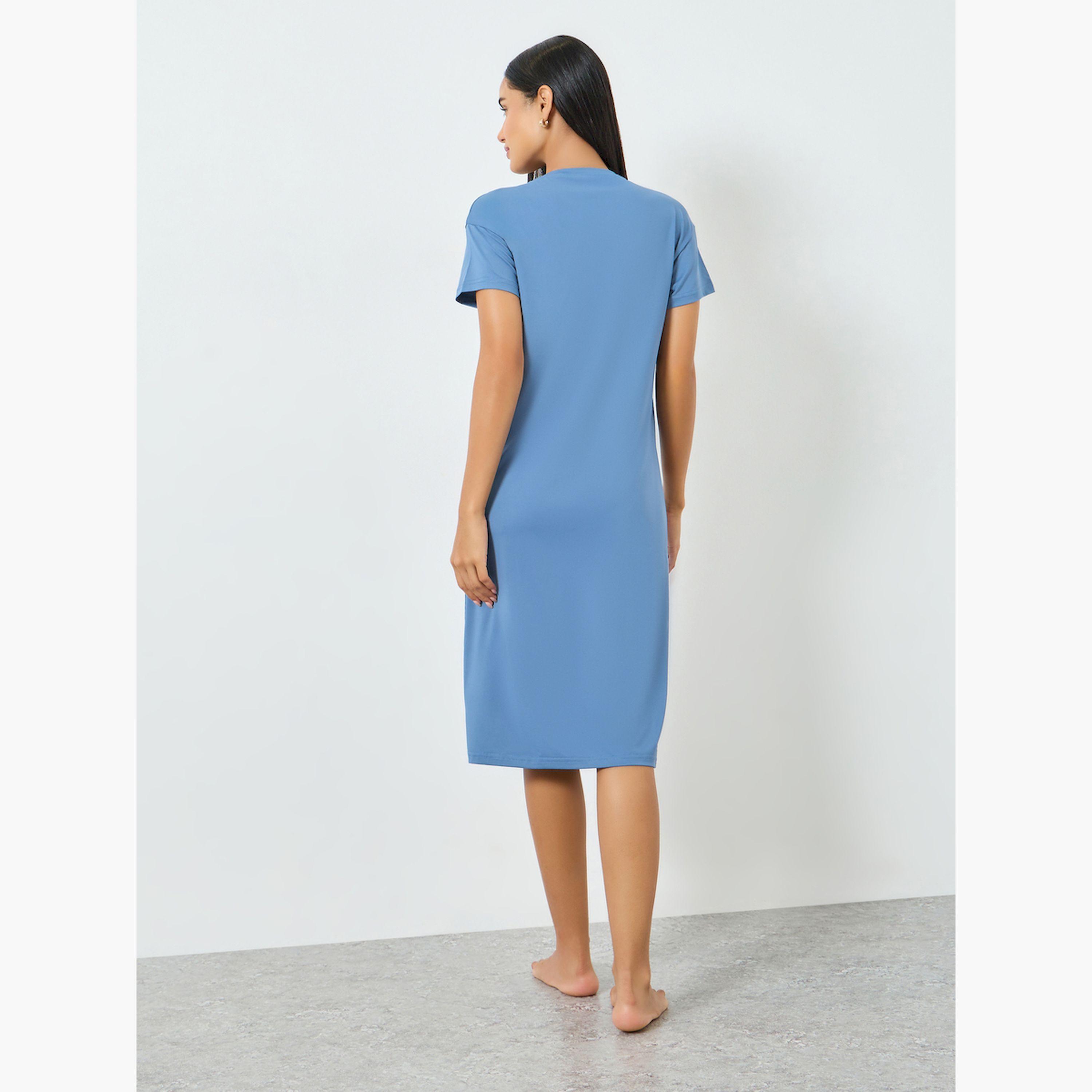 Take Two Blue California Print T-Shirt Dress-women-clothing-nightwear-nighties-image-4