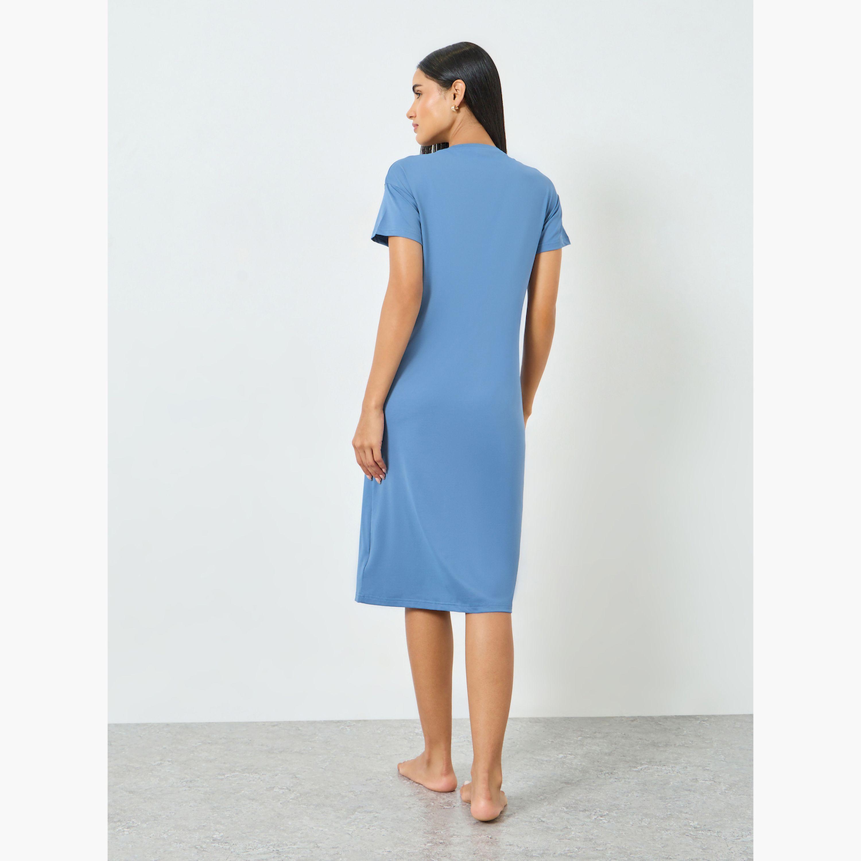 Take Two Blue Wildflower Print T-Shirt Dress-women-clothing-nightwear-nighties-image-4