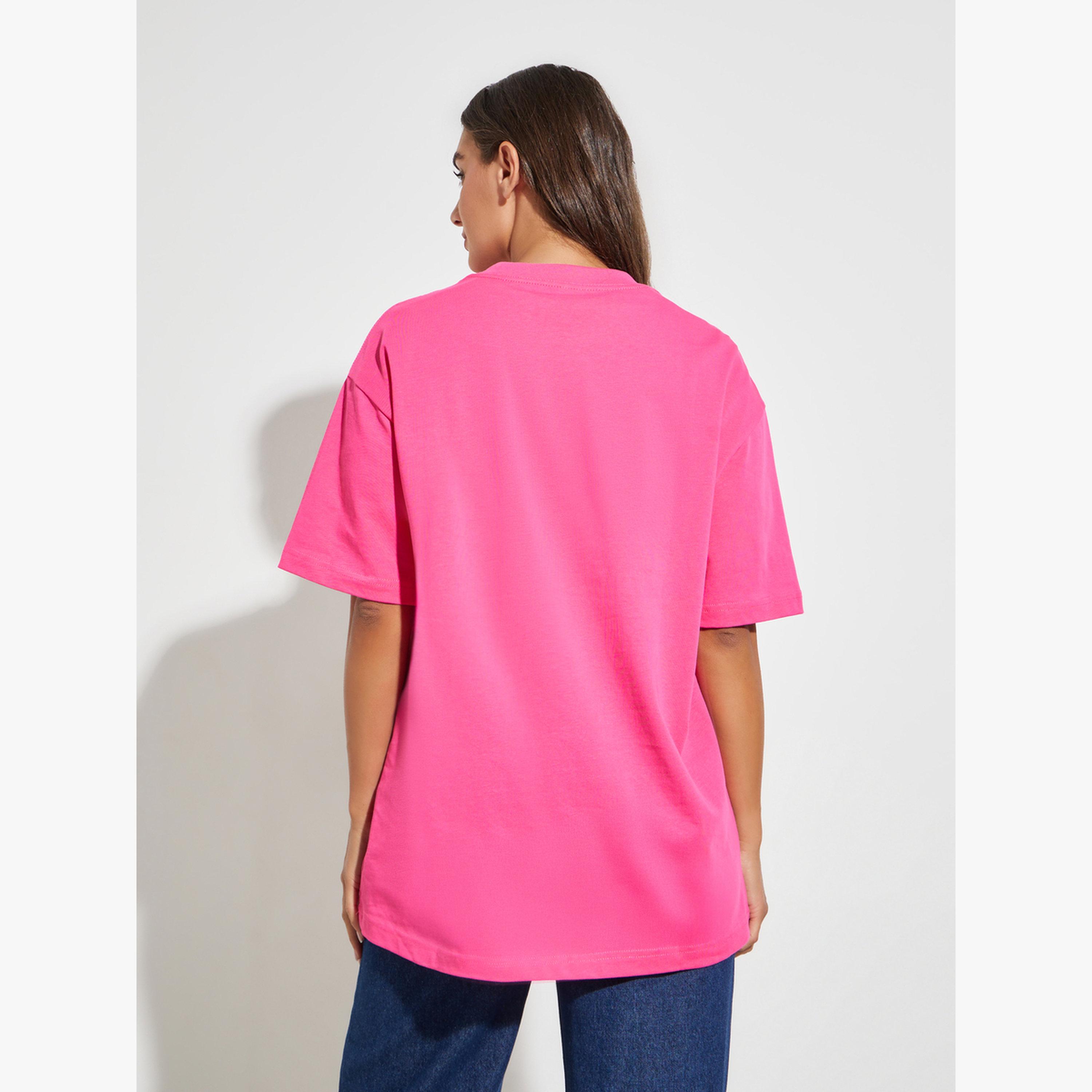 Take Two Pink Floral Graphic Cotton Oversized T-Shirt-women-clothing-tshirts-image-4