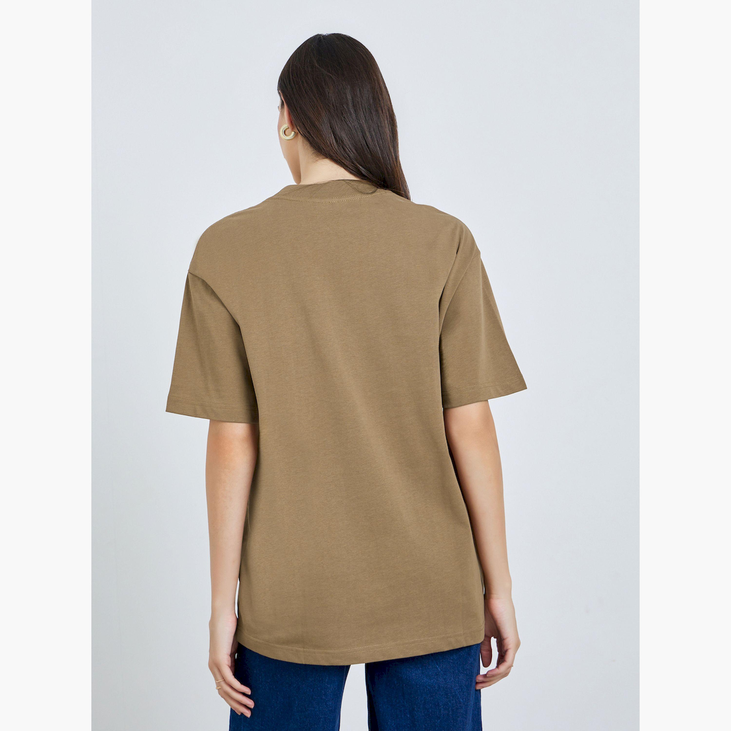 Take Two Brown Text Print Oversized Cotton T-Shirt-women-clothing-tshirts-image-5