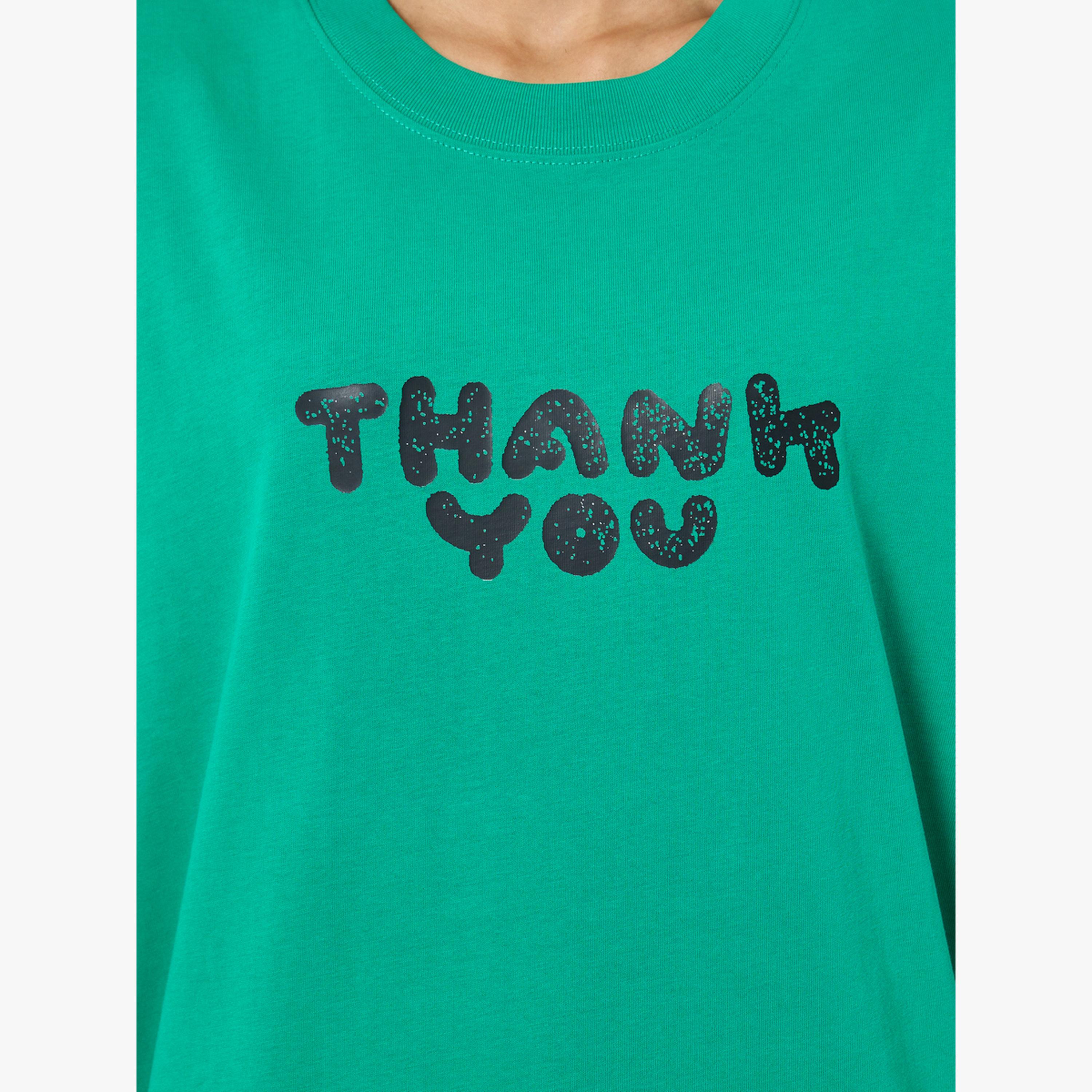 Take Two Green Oversized Slogan Print Cotton T-Shirt-women-clothing-tshirts-image-4