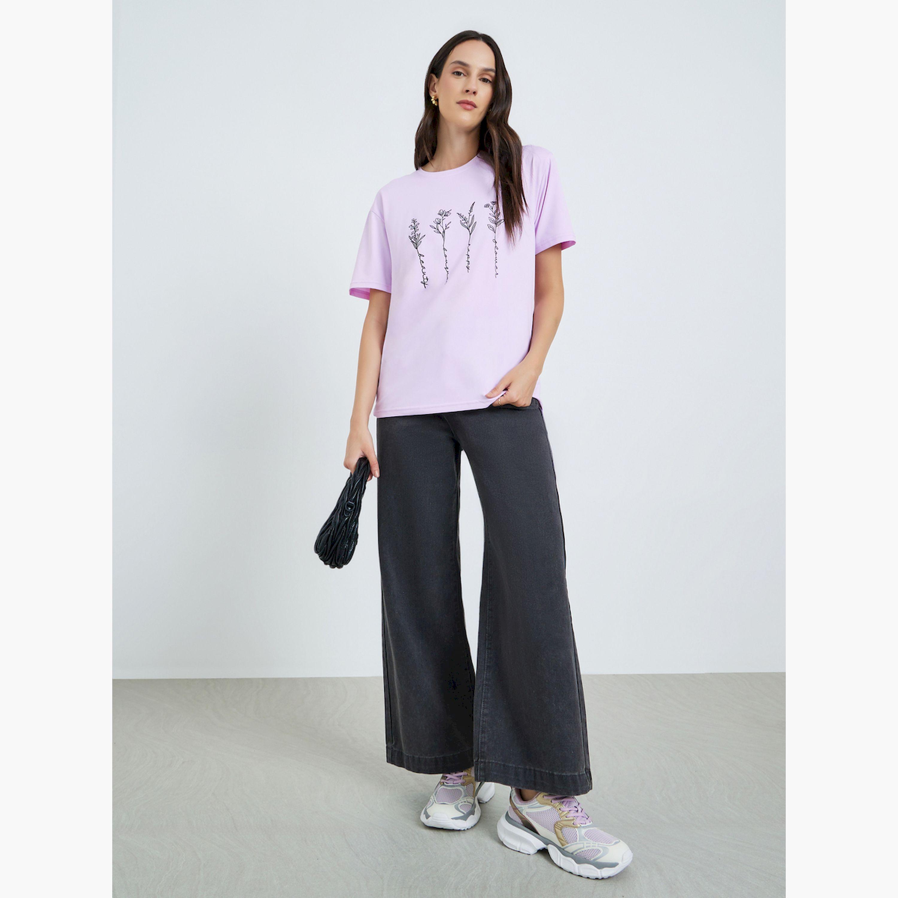 Take Two Purple Floral Graphic Print T-Shirt-women-clothing-tshirts-image-2