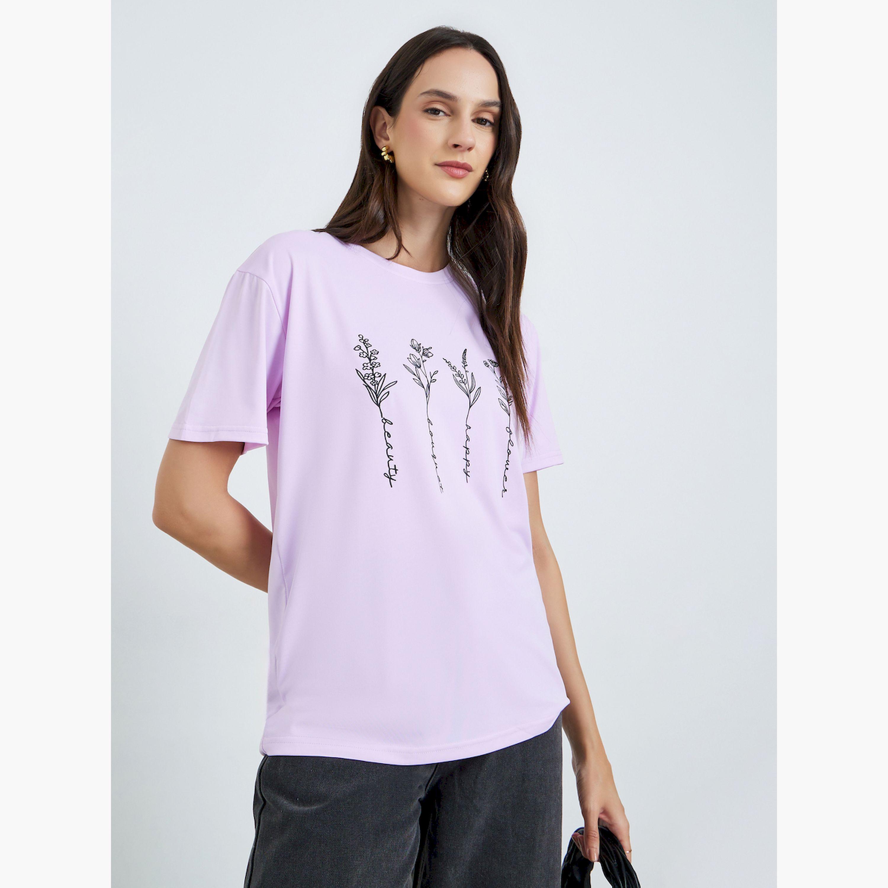 تيك تو × ستايلي - تيشيرت نقشة زهور بنفسجية-women-clothing-tshirts-image-3
