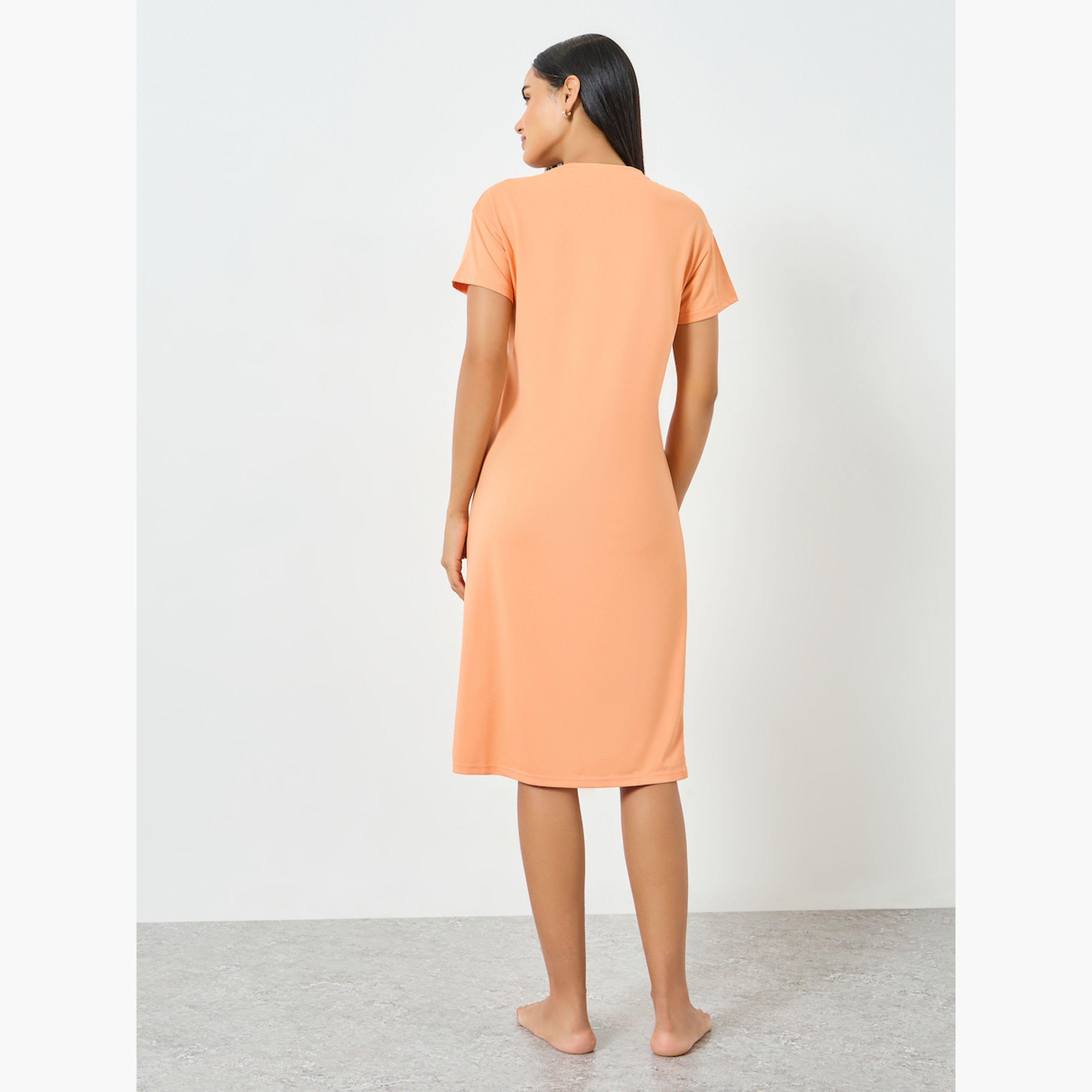 Take Two Orange Beach Print T-Shirt Dress-women-clothing-nightwear-nighties-image-3