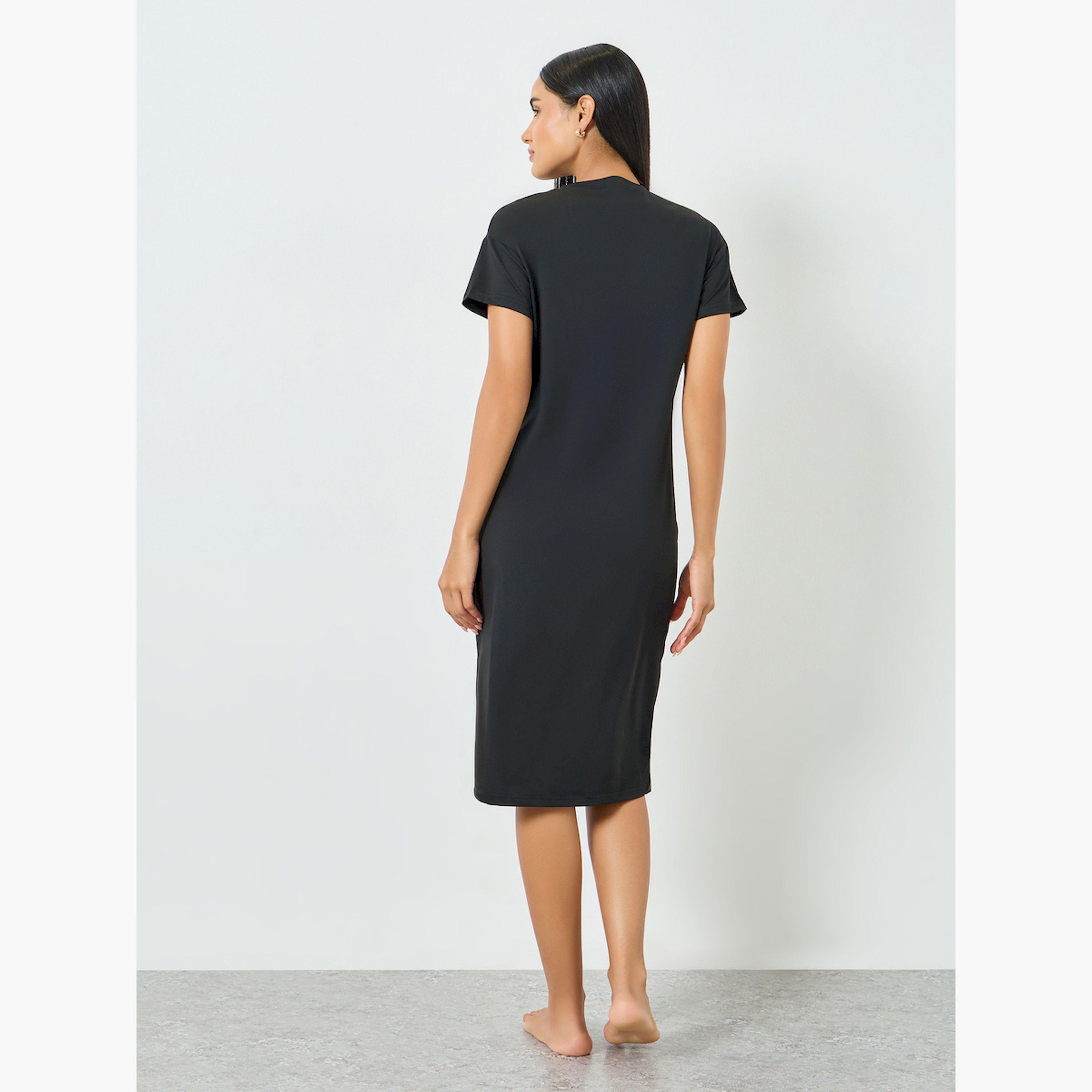 Take Two Black Cat Print T-Shirt Dress-women-clothing-nightwear-nighties-image-4