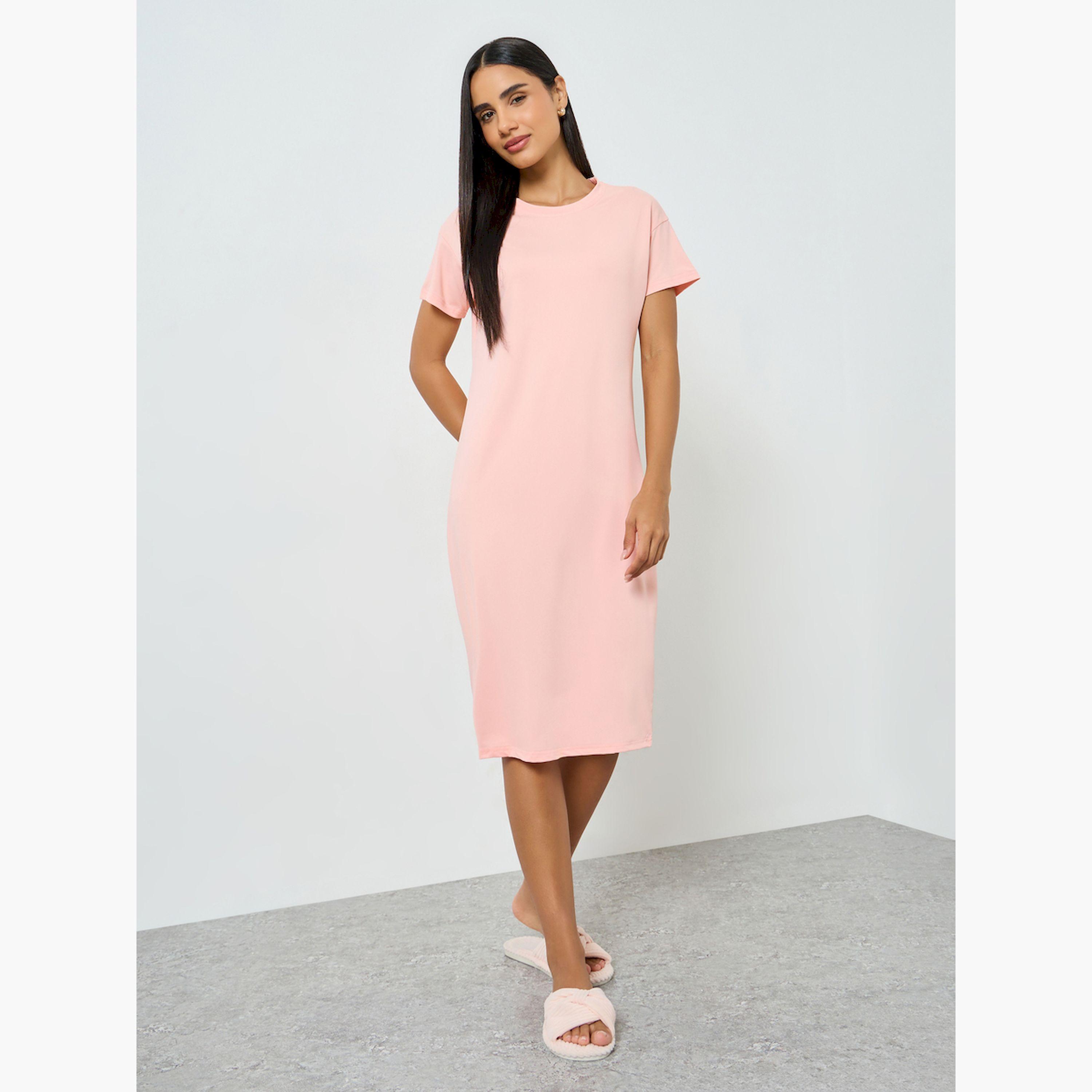 Take Two Pink Short Sleeve T-Shirt Dress-women-clothing-nightwear-nighties-image-1