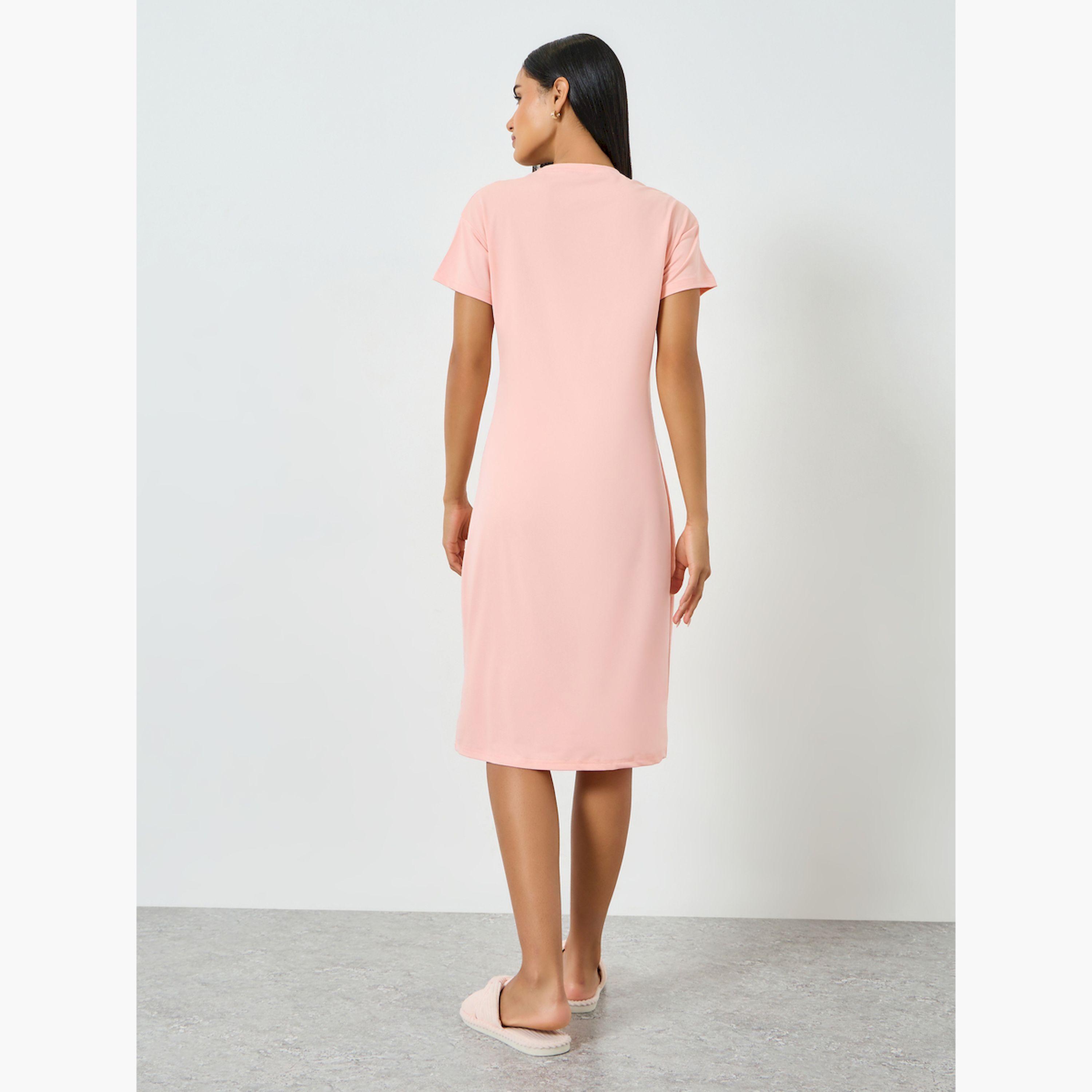 Take Two Pink Short Sleeve T-Shirt Dress-women-clothing-nightwear-nighties-image-3