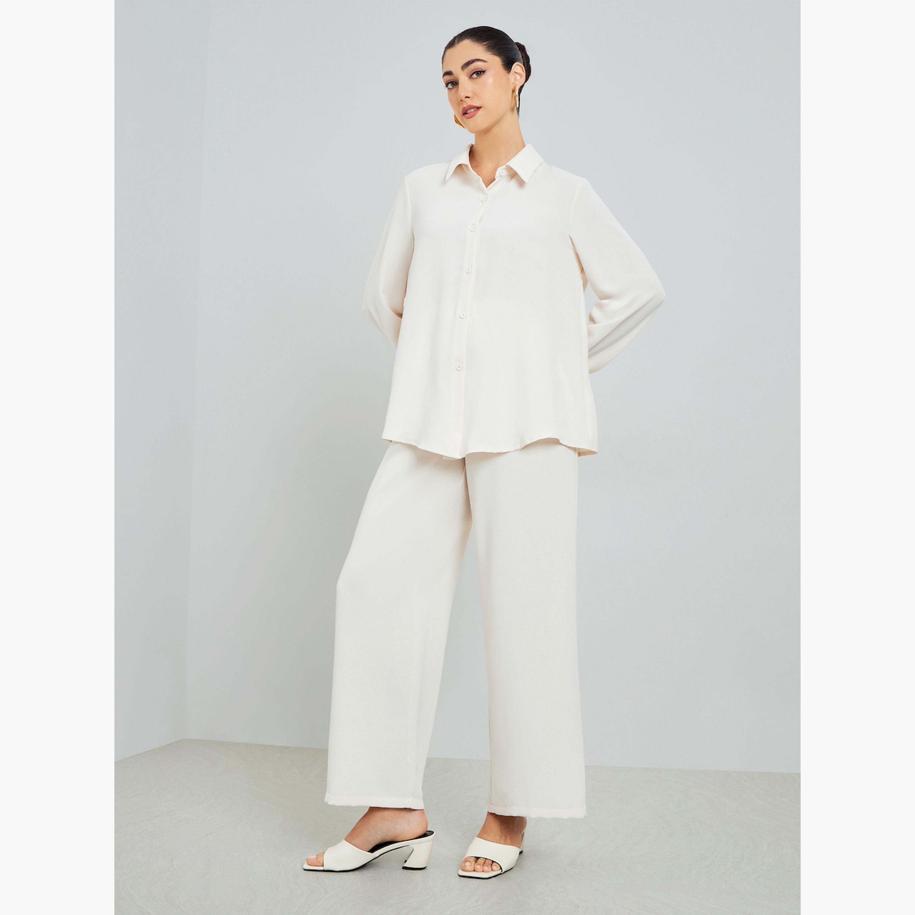 مجموعة محتشمة من بنطال بأرجل واسعة وقميص بقصة واسعة-women-arabicclothing-sets-image-1