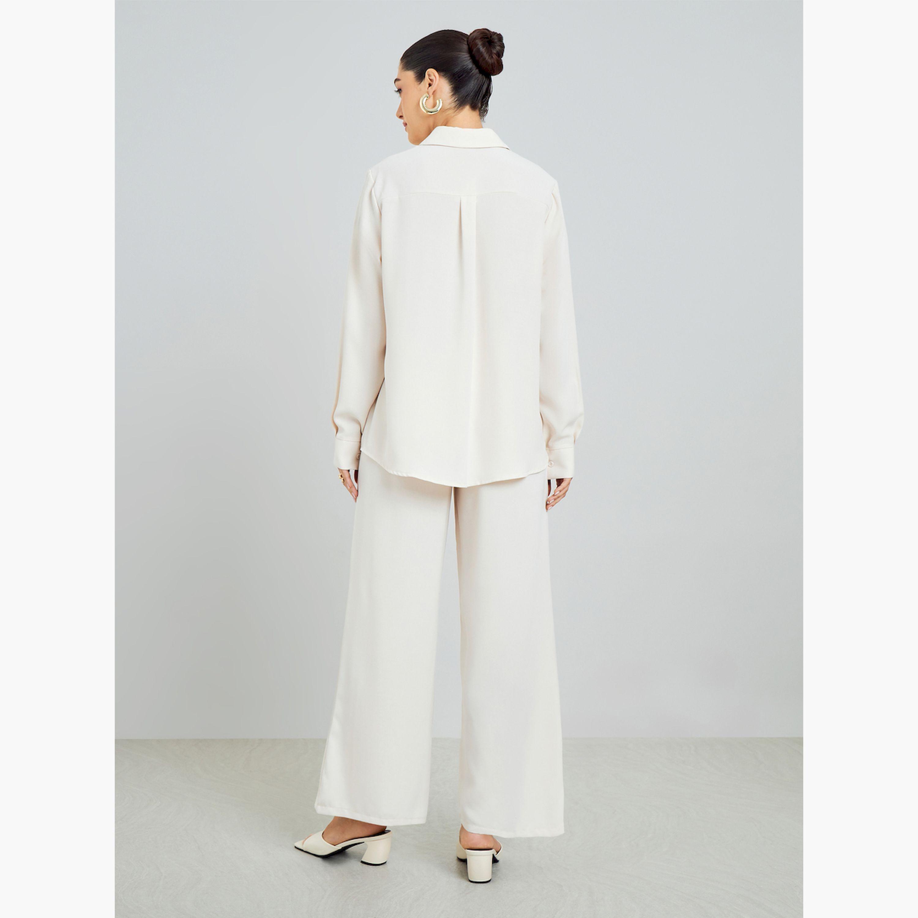 Styli Cream Oversized Shirt and Wide Leg Pants Modest Set-women-arabicclothing-sets-image-4