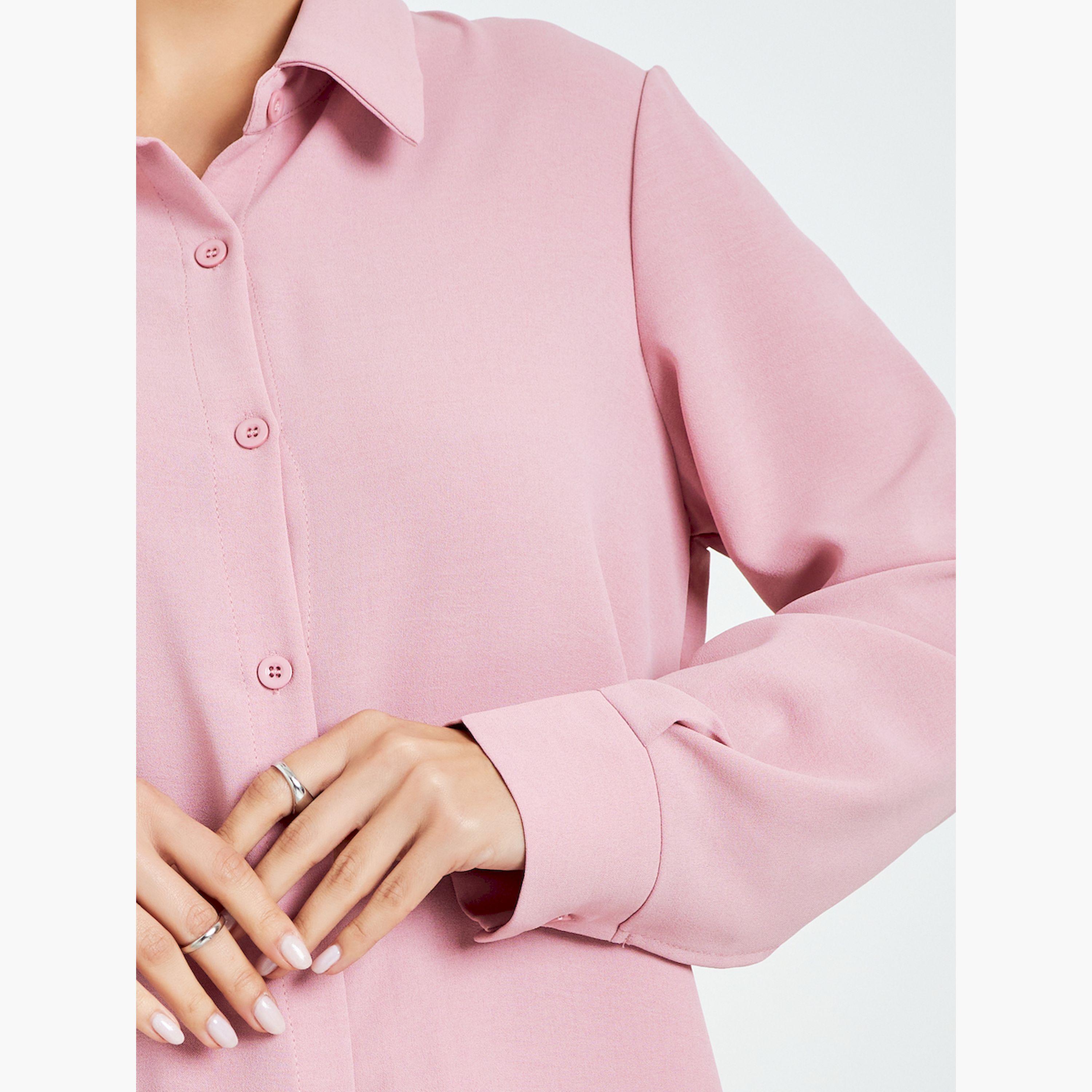 Styli Pink Oversized Shirt and Wide Leg Pants Modest Set-women-arabicclothing-sets-image-5