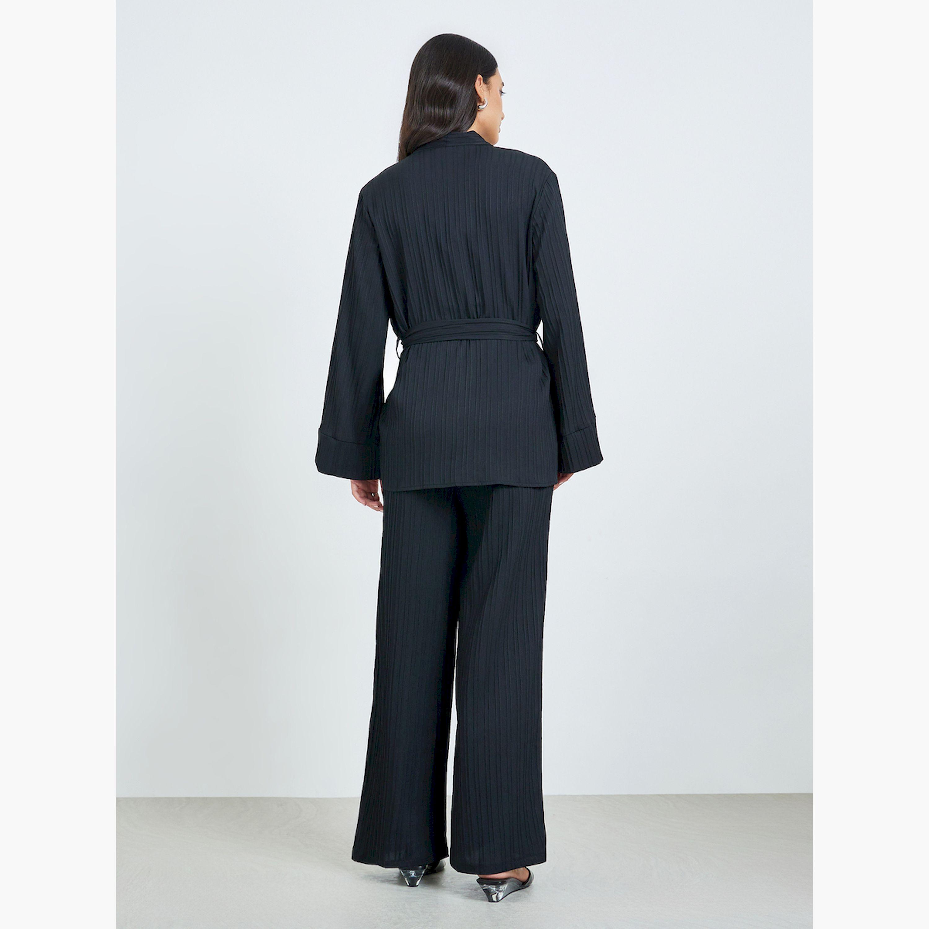 Styli Black Oversized Pleated Top and Trousers Co-Ords-women-arabicclothing-sets-image-4