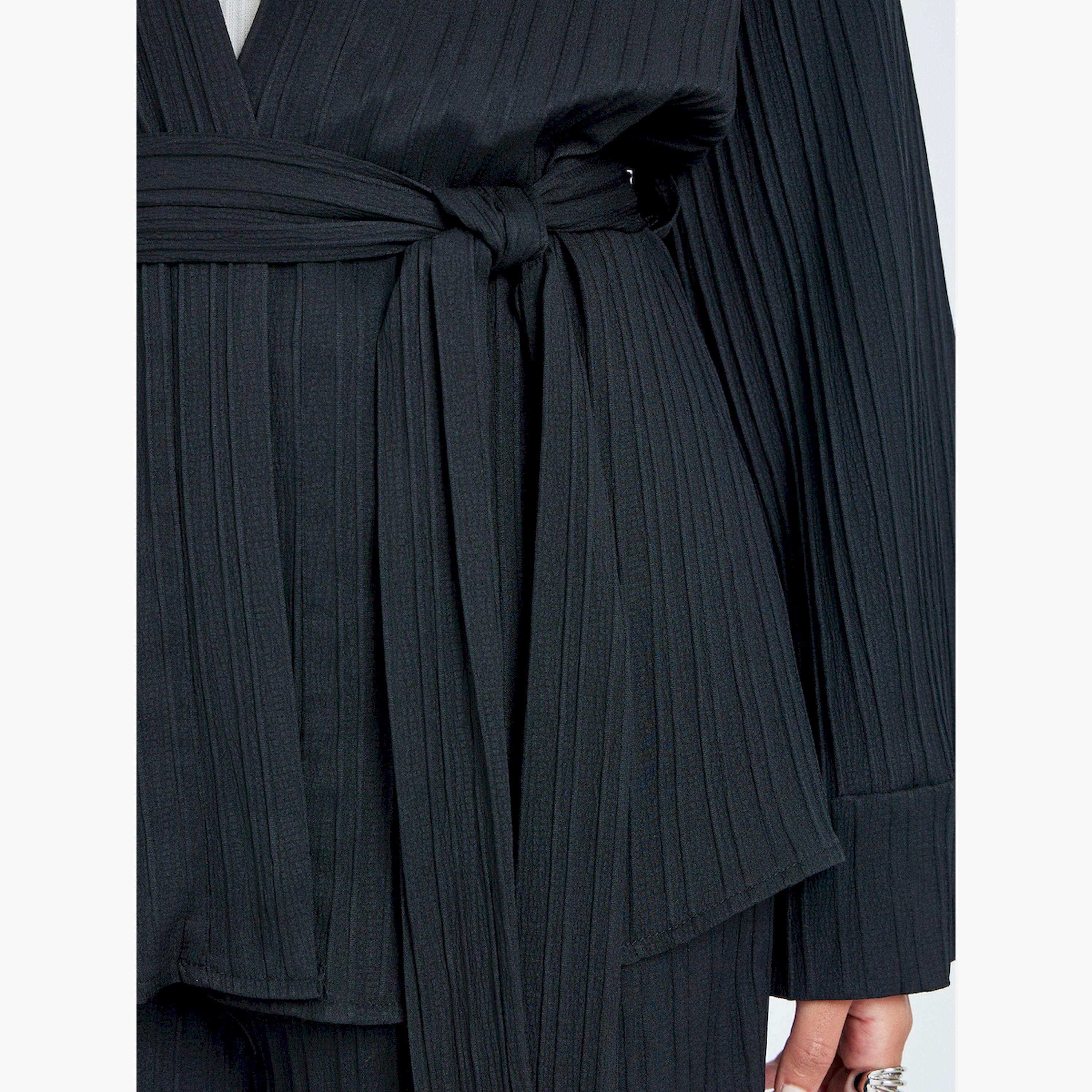 Styli Black Oversized Pleated Top and Trousers Co-Ords-women-arabicclothing-sets-image-6
