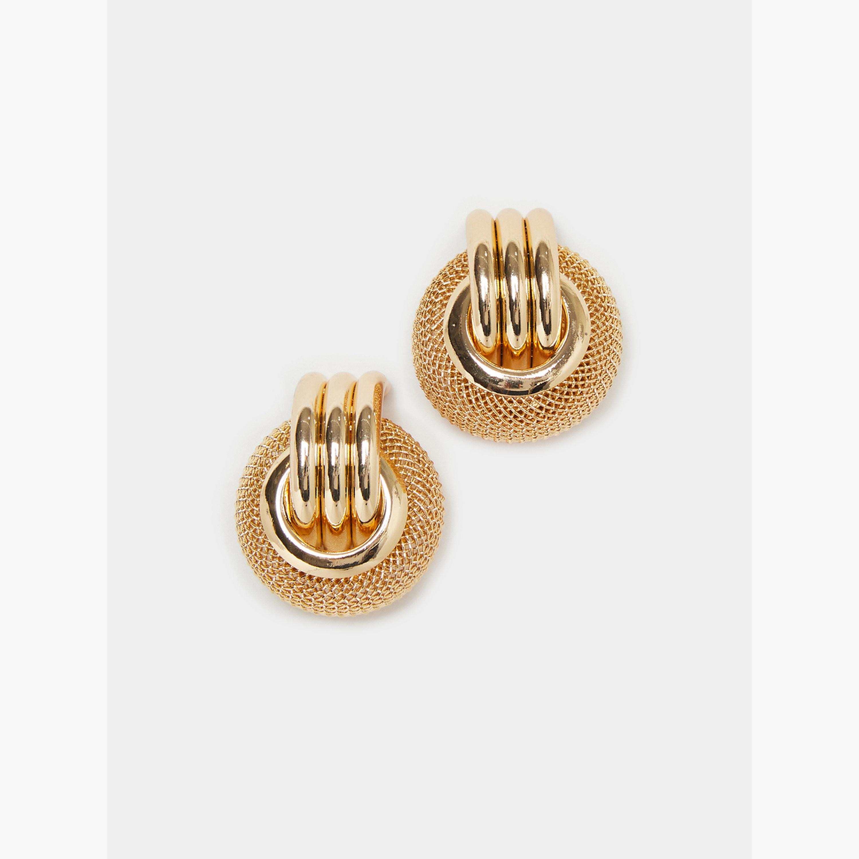 أقراط صغيرة بنمط شبكي-women-watchesandjewellery-jewellery-earrings-image-1