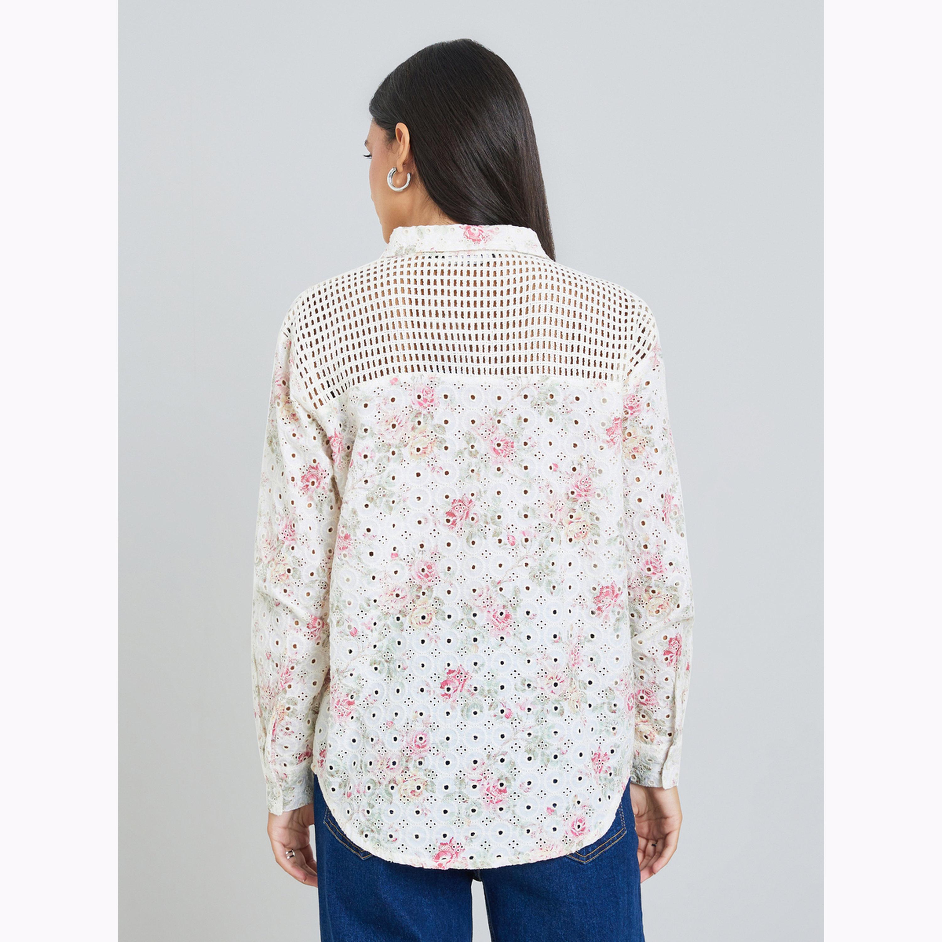 Styli Off White Floral Embroidered Crochet Yoke Shirt-women-clothing-shirtsandblouses-shirts-image-5