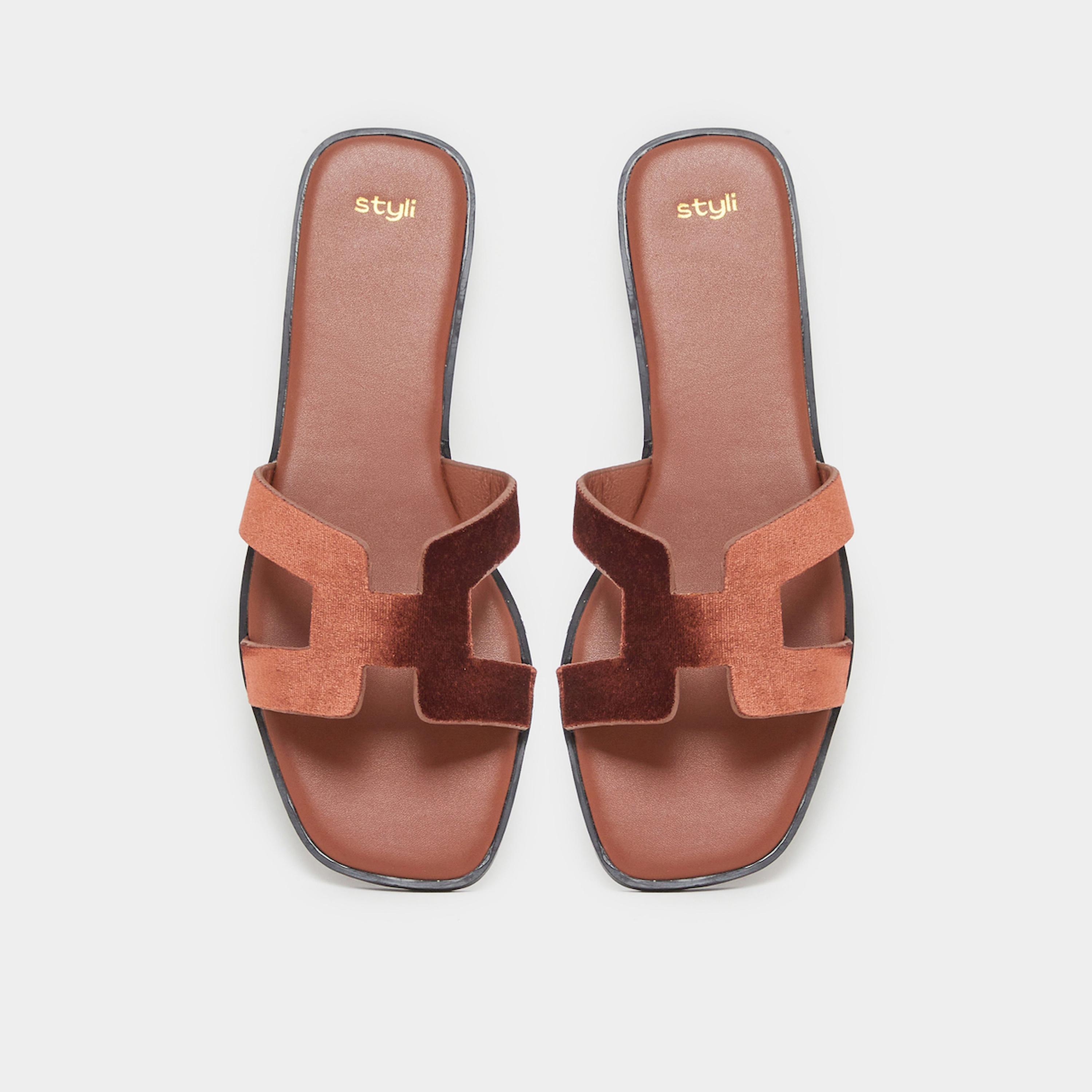 Styli Brown Flat Sandals-women-shoes-sandals-flats-image-3