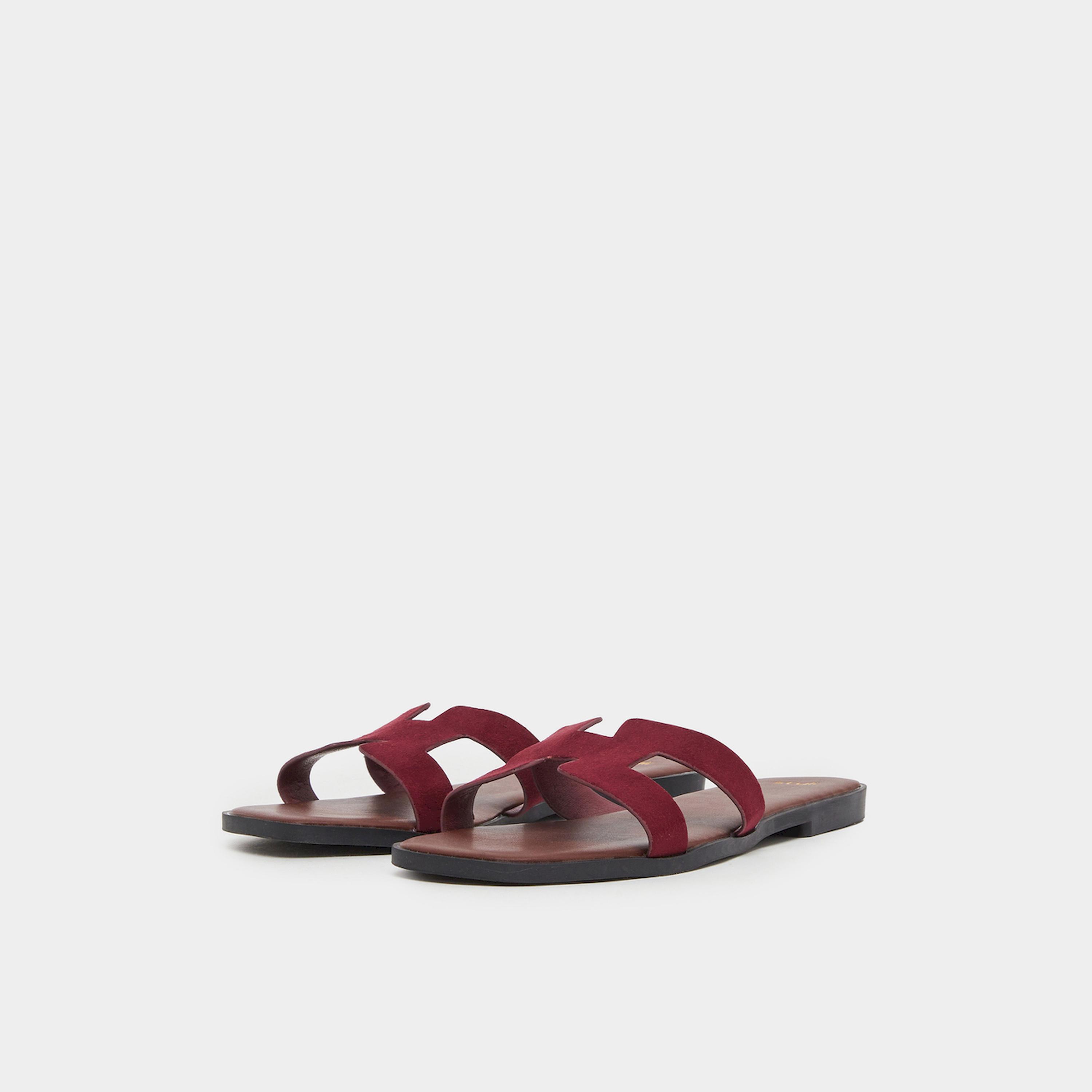 Styli Burgundy Flat Sandals-women-shoes-sandals-flats-image-1