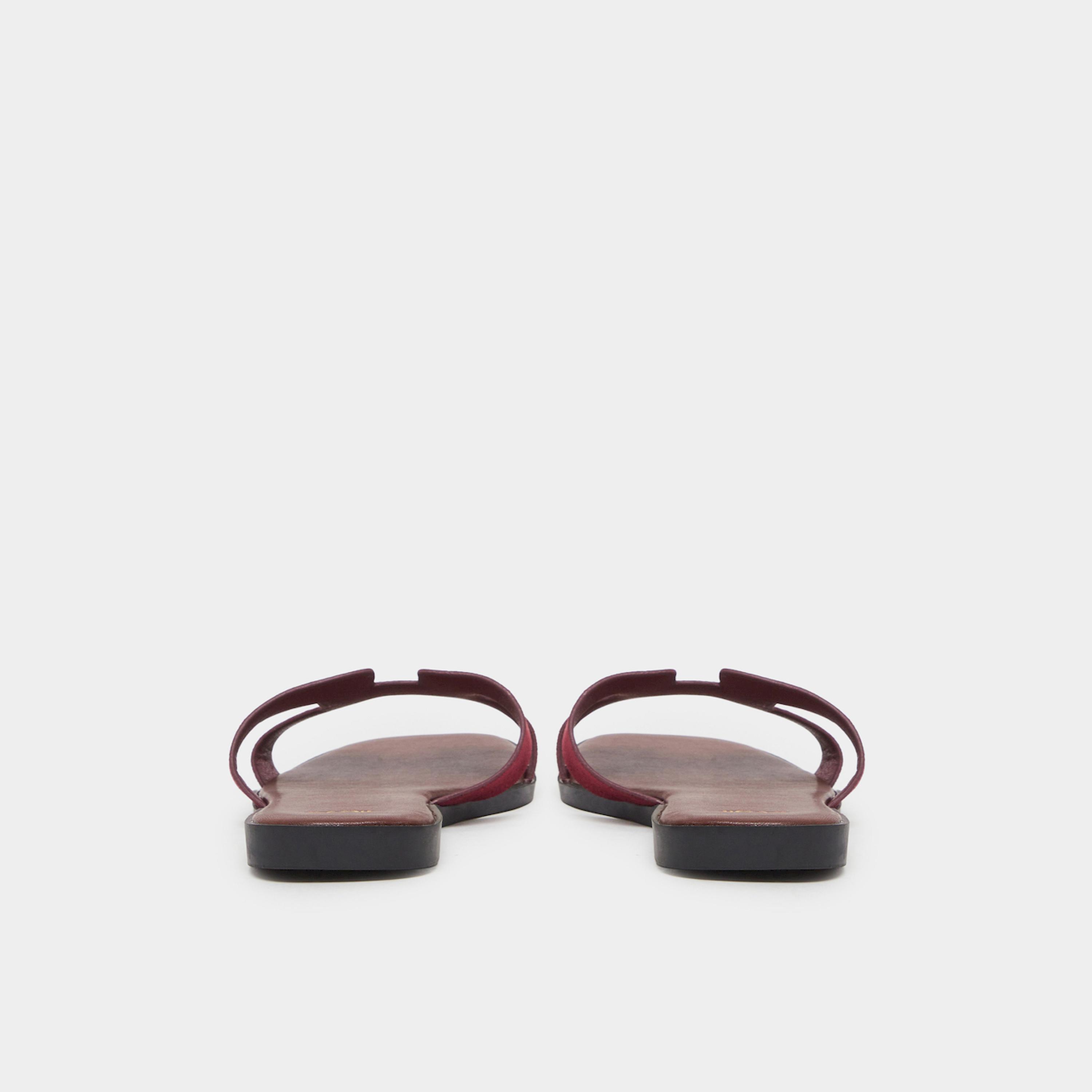 Styli Burgundy Flat Sandals-women-shoes-sandals-flats-image-4
