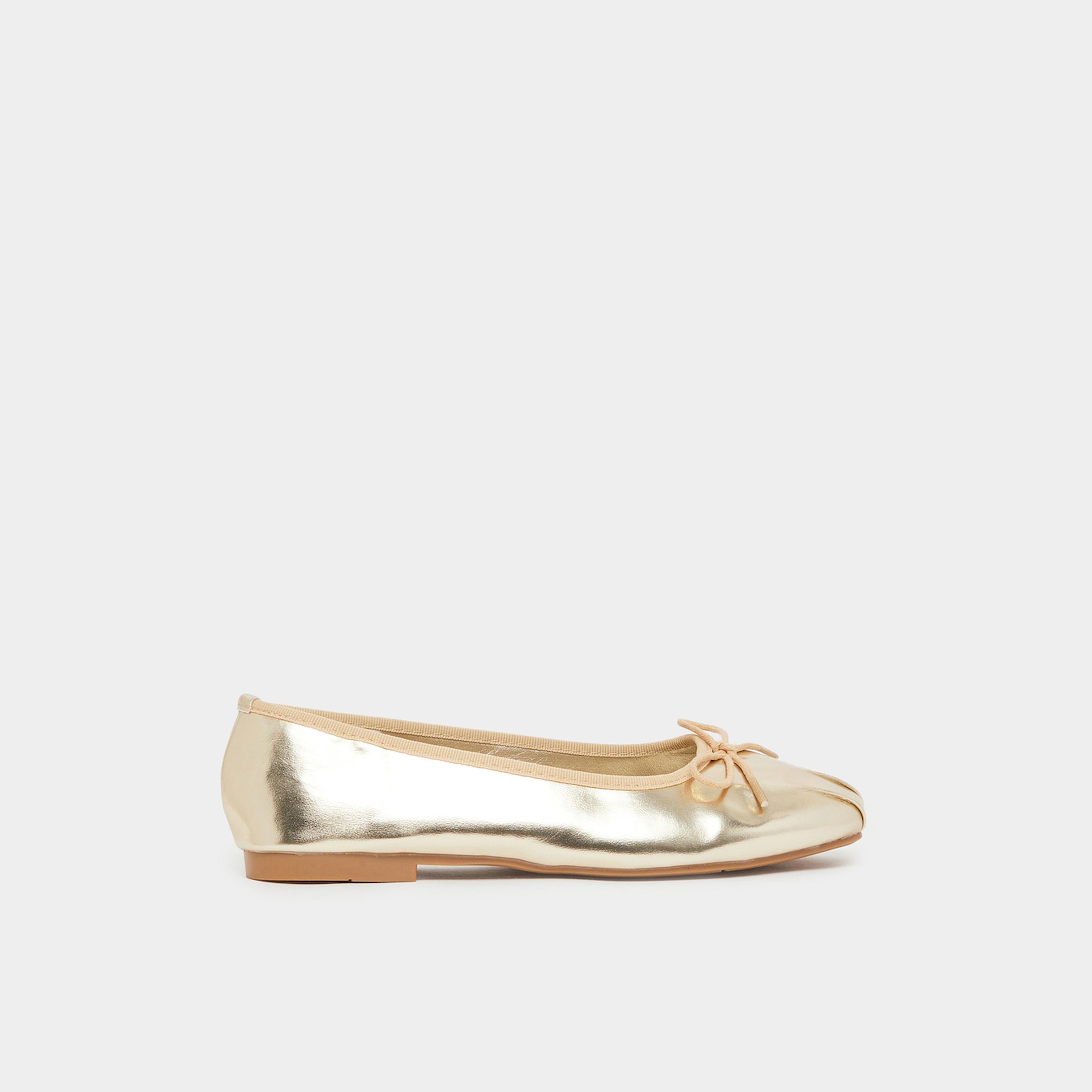 حذاء باليرينا فلات ذهبي بفيونكة-women-shoes-ballerinas-image-2