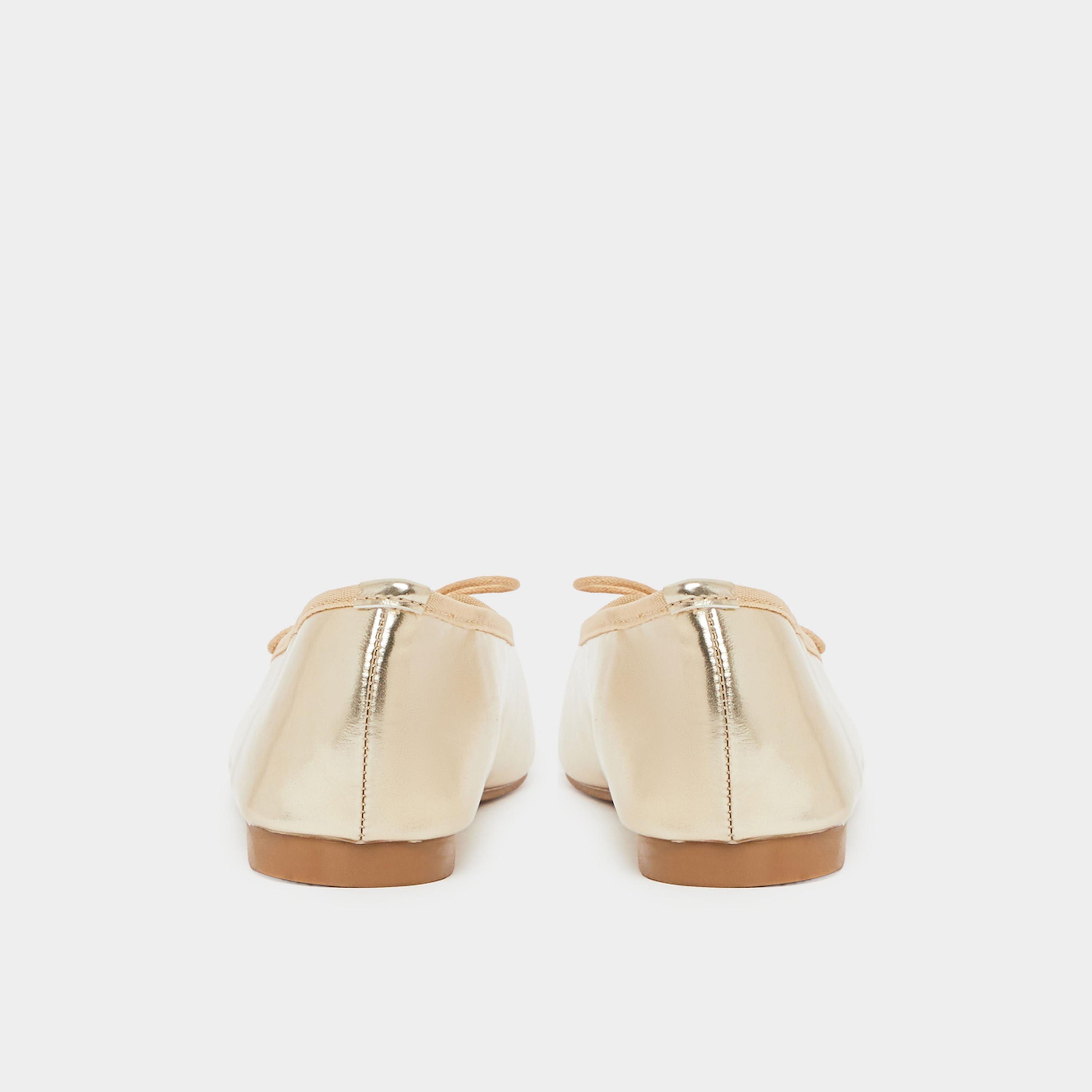 Styli Gold Bow Detail Flat Ballerinas-women-shoes-ballerinas-image-4