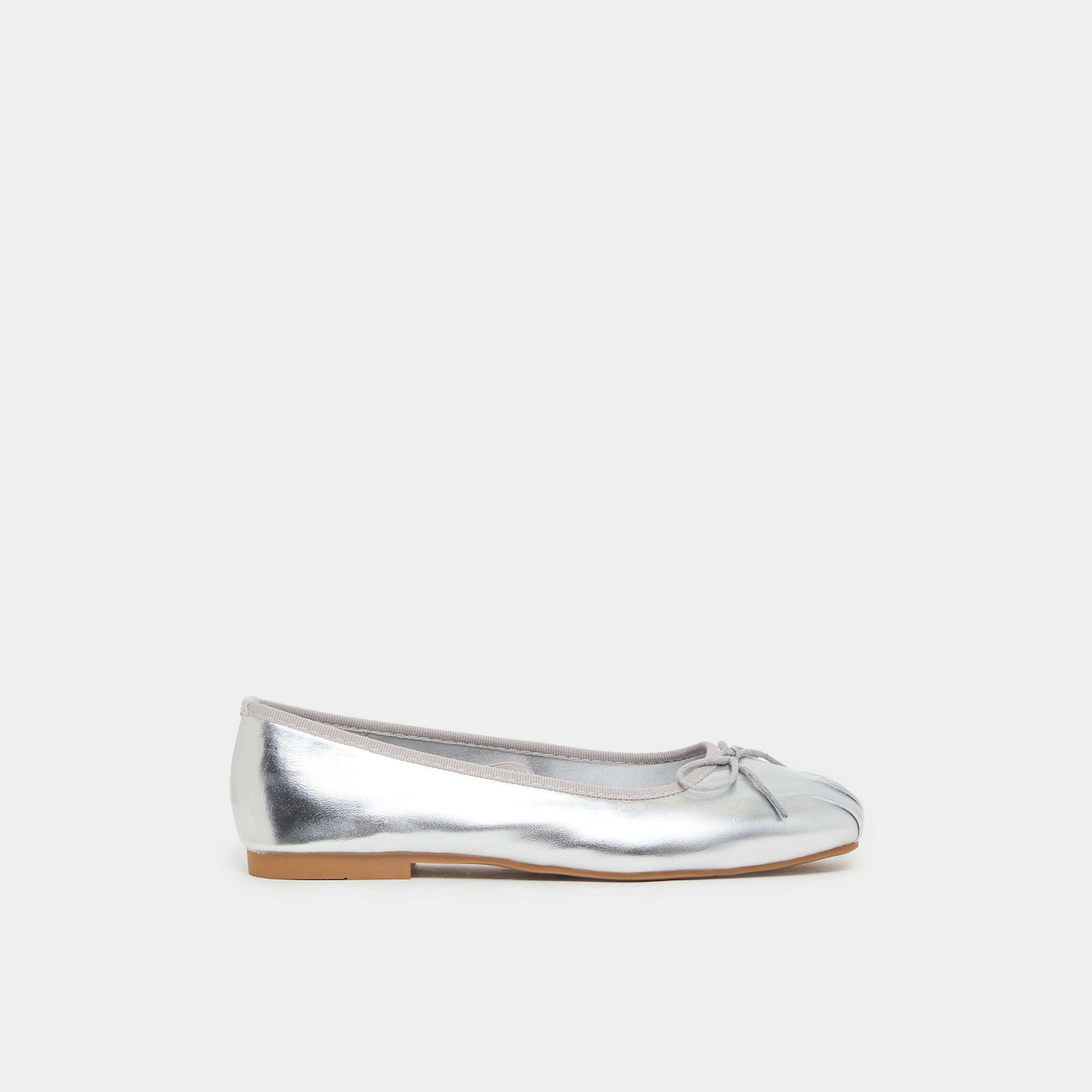 حذاء باليرينا فلات فضي بفيونكة-women-shoes-ballerinas-image-2
