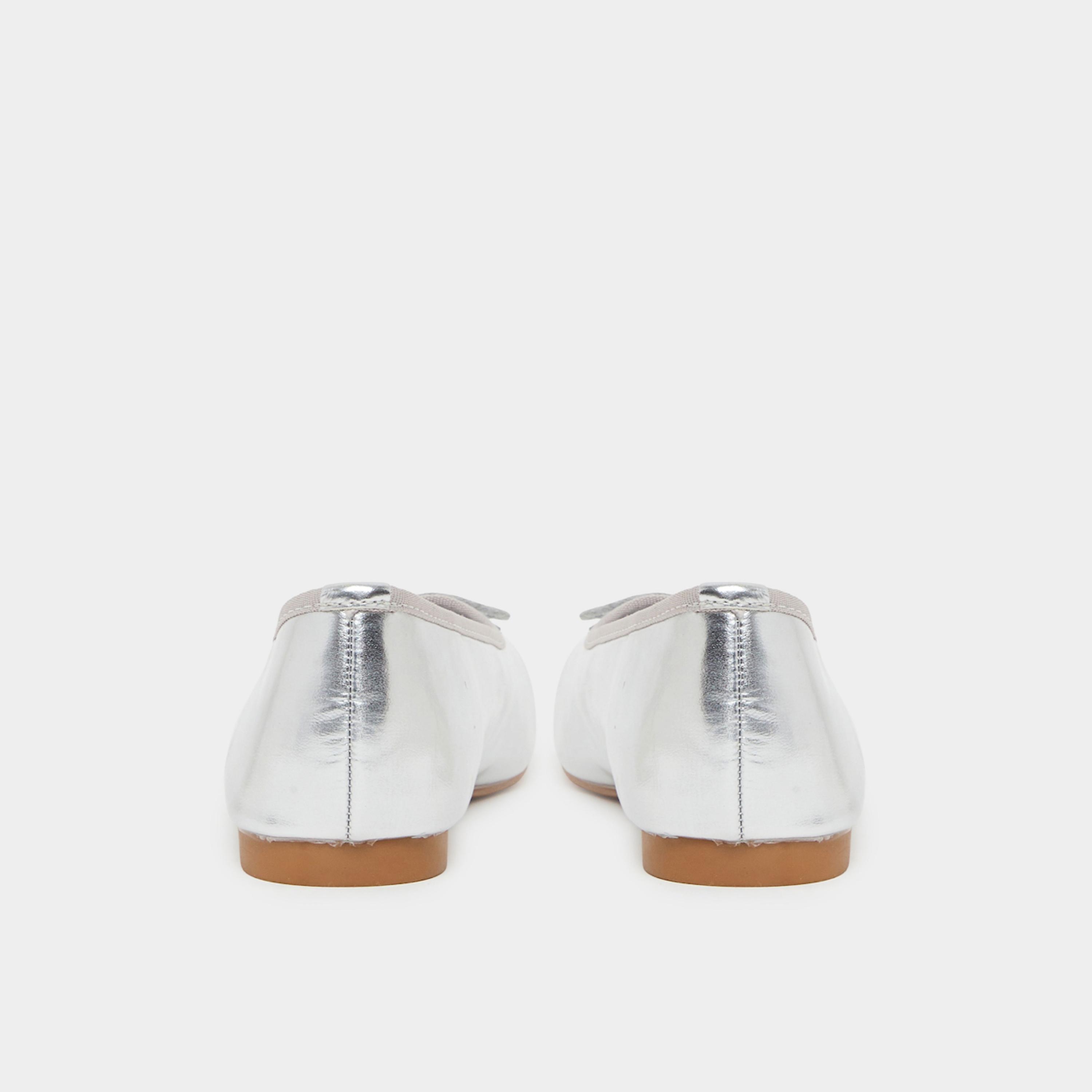Styli Silver Bow Detail Flat Ballerinas-women-shoes-ballerinas-image-4