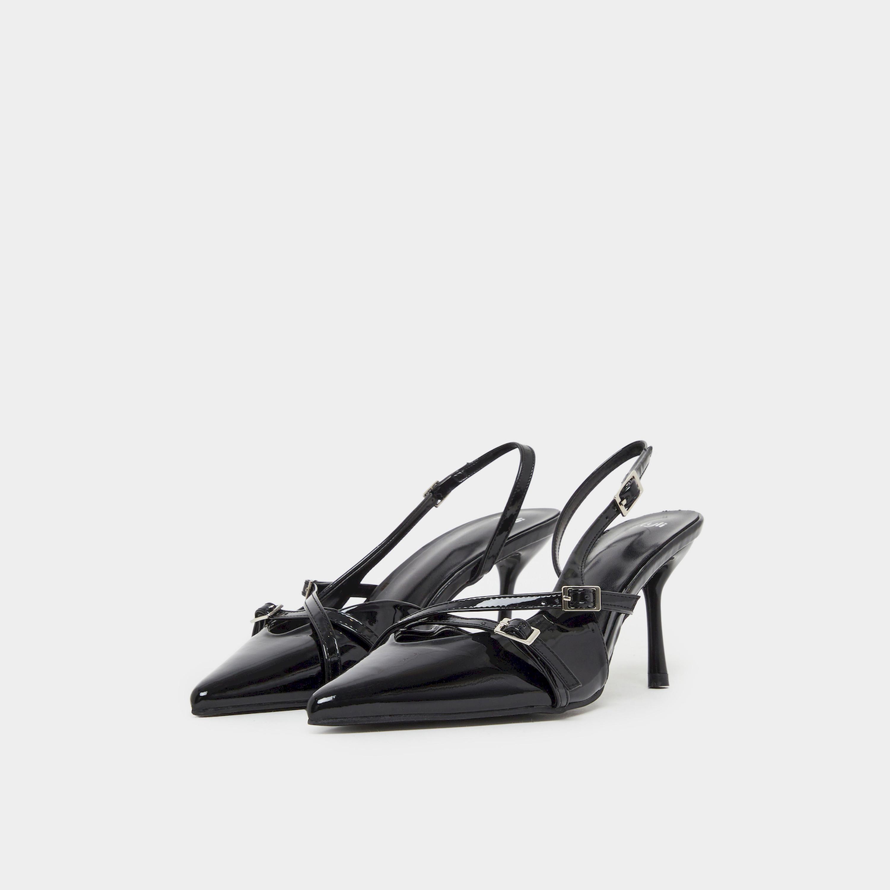 حذاء جلد أسود بسير خلفي وإبزيم-women-shoes-heels-image-1