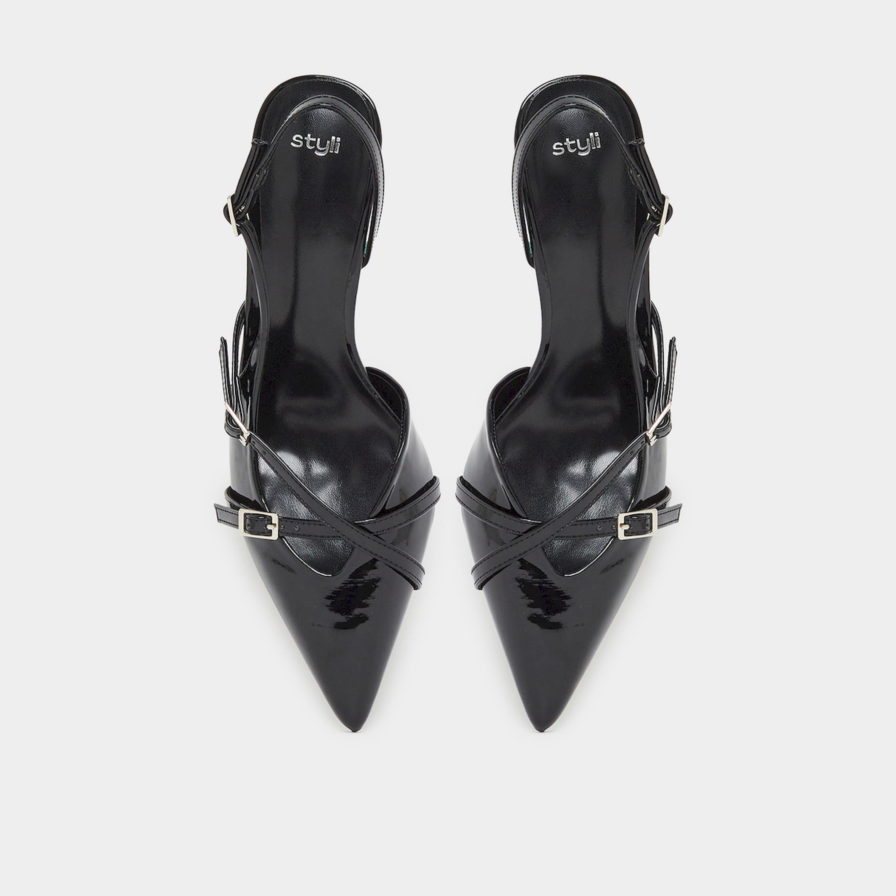 حذاء جلد أسود بسير خلفي وإبزيم-women-shoes-heels-image-3