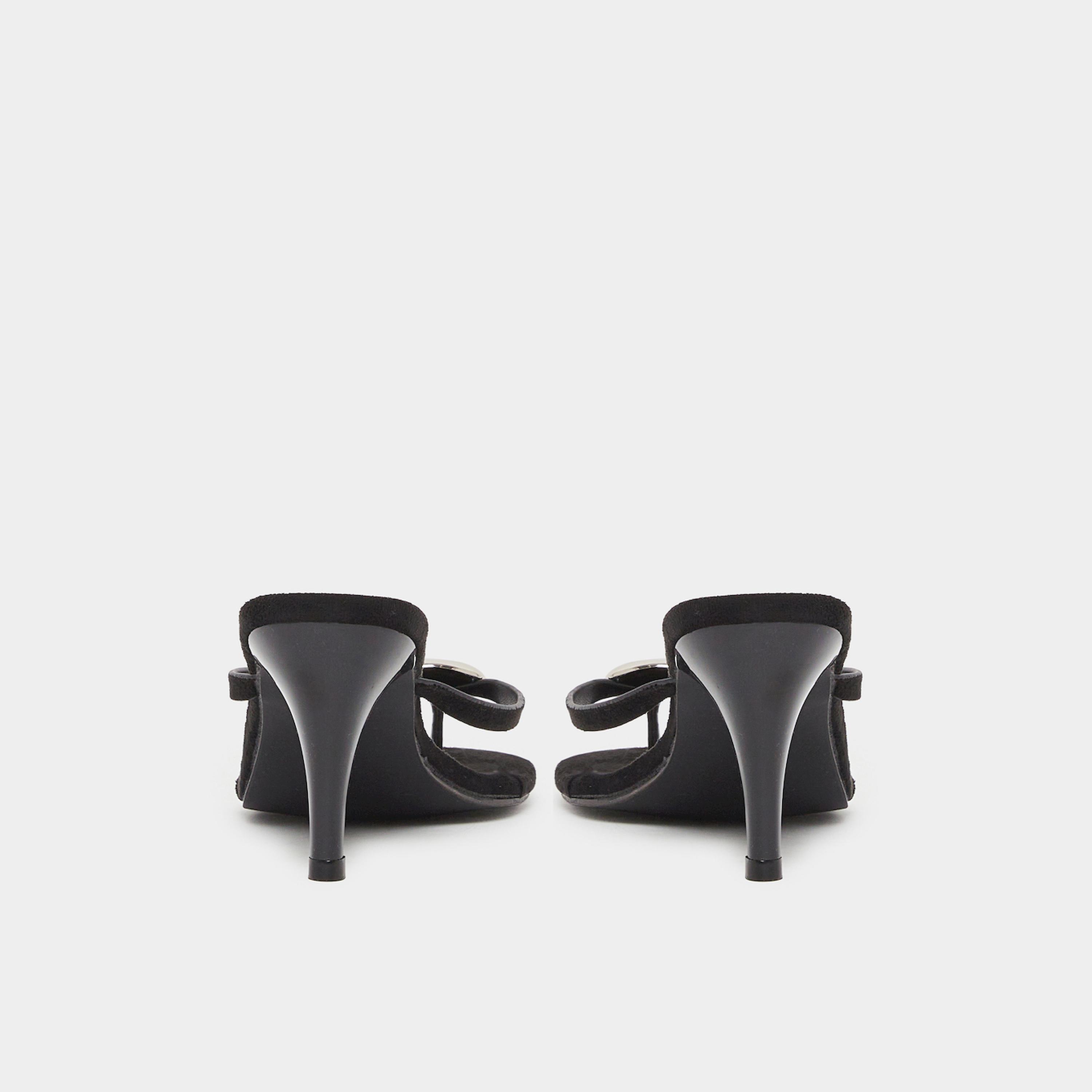 Styli Black Cone Heels Sandals with Gold Detail-women-shoes-heels-image-4