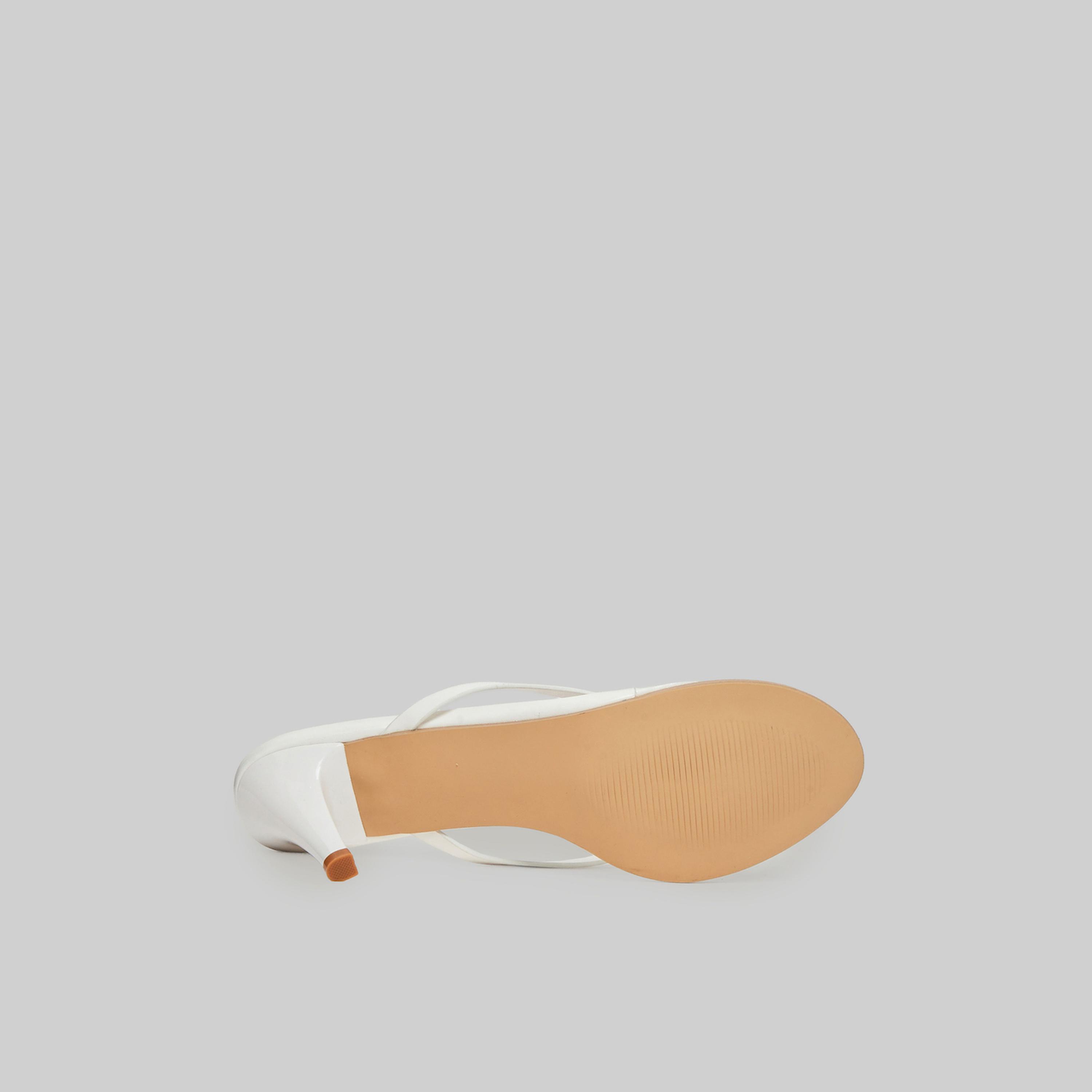 Styli White Cone Heels Sandals with Gold Detail-women-shoes-heels-image-6