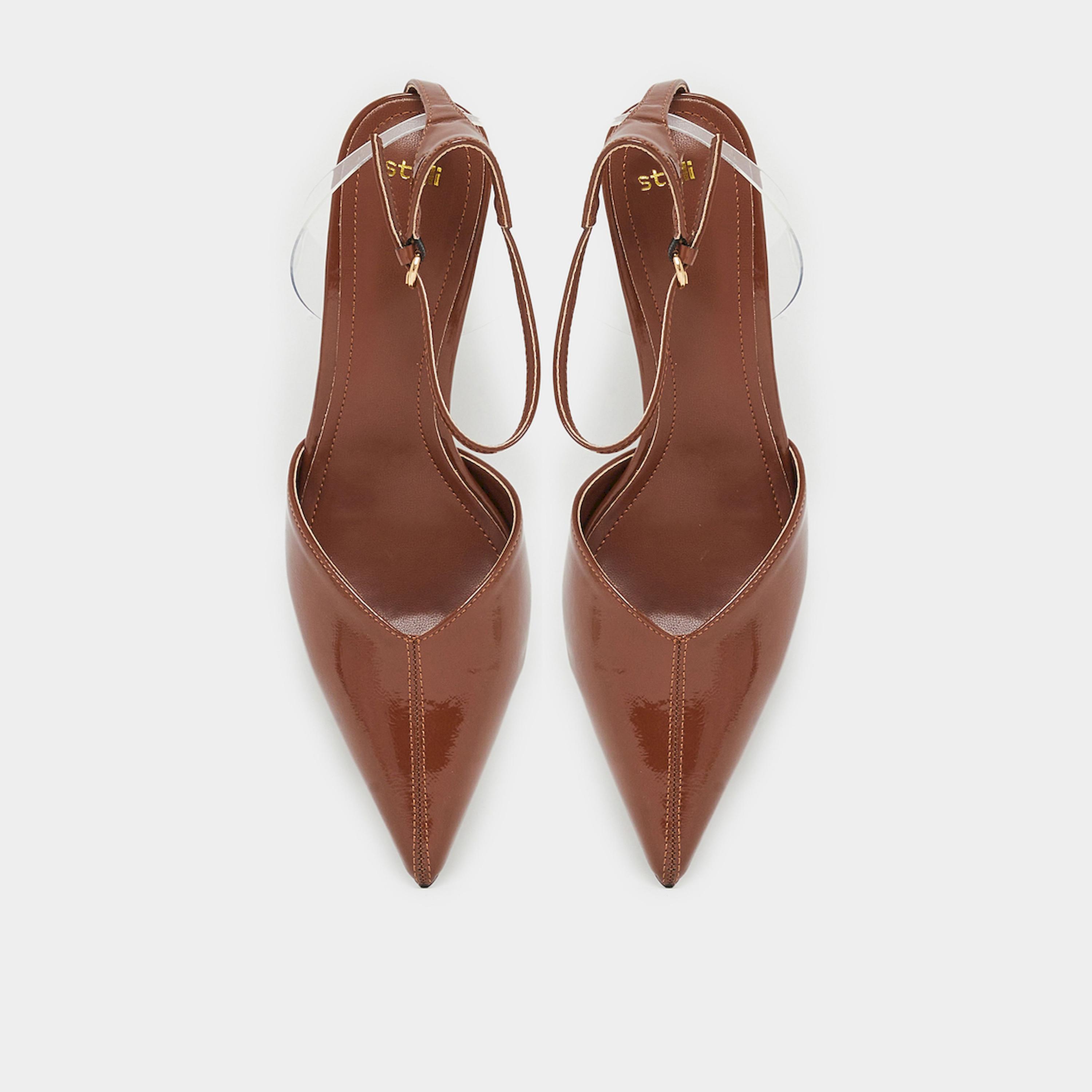Styli Brown Patent Ankle Strap Pointed-Toe Shoes-women-shoes-heels-image-3
