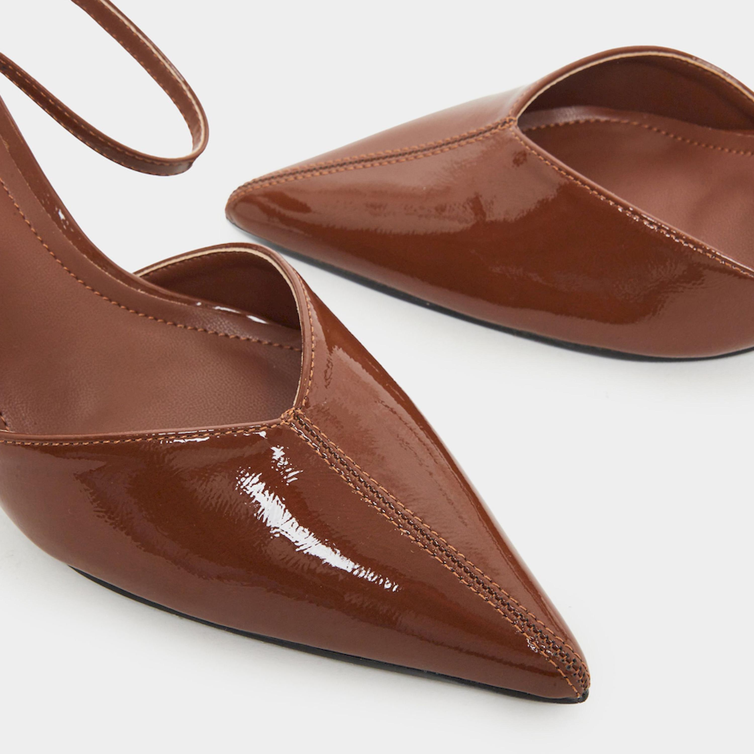 Styli Brown Patent Ankle Strap Pointed-Toe Shoes-women-shoes-heels-image-5