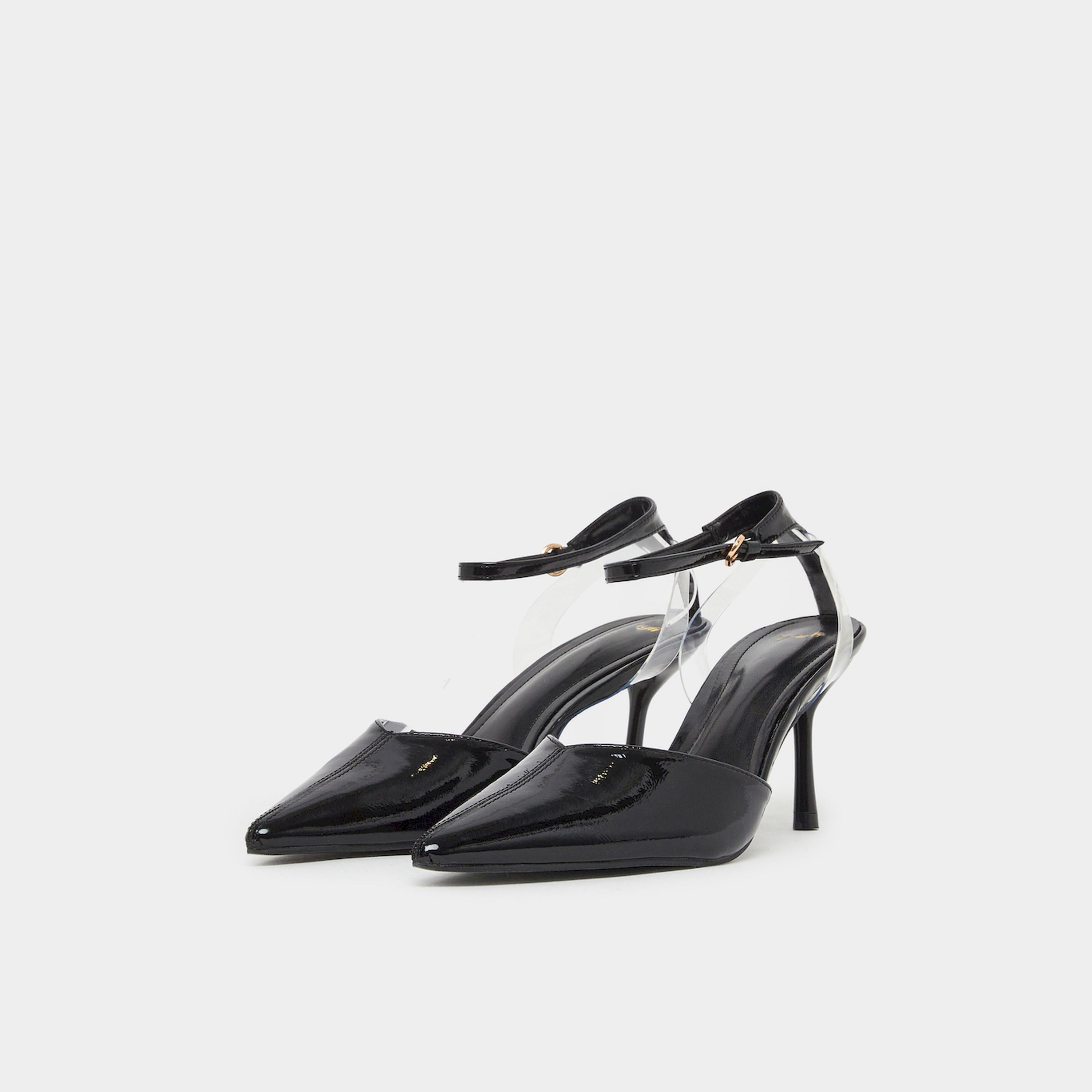 Styli Black Patent Ankle Strap Pointed-Toe Shoes-women-shoes-heels-image-1