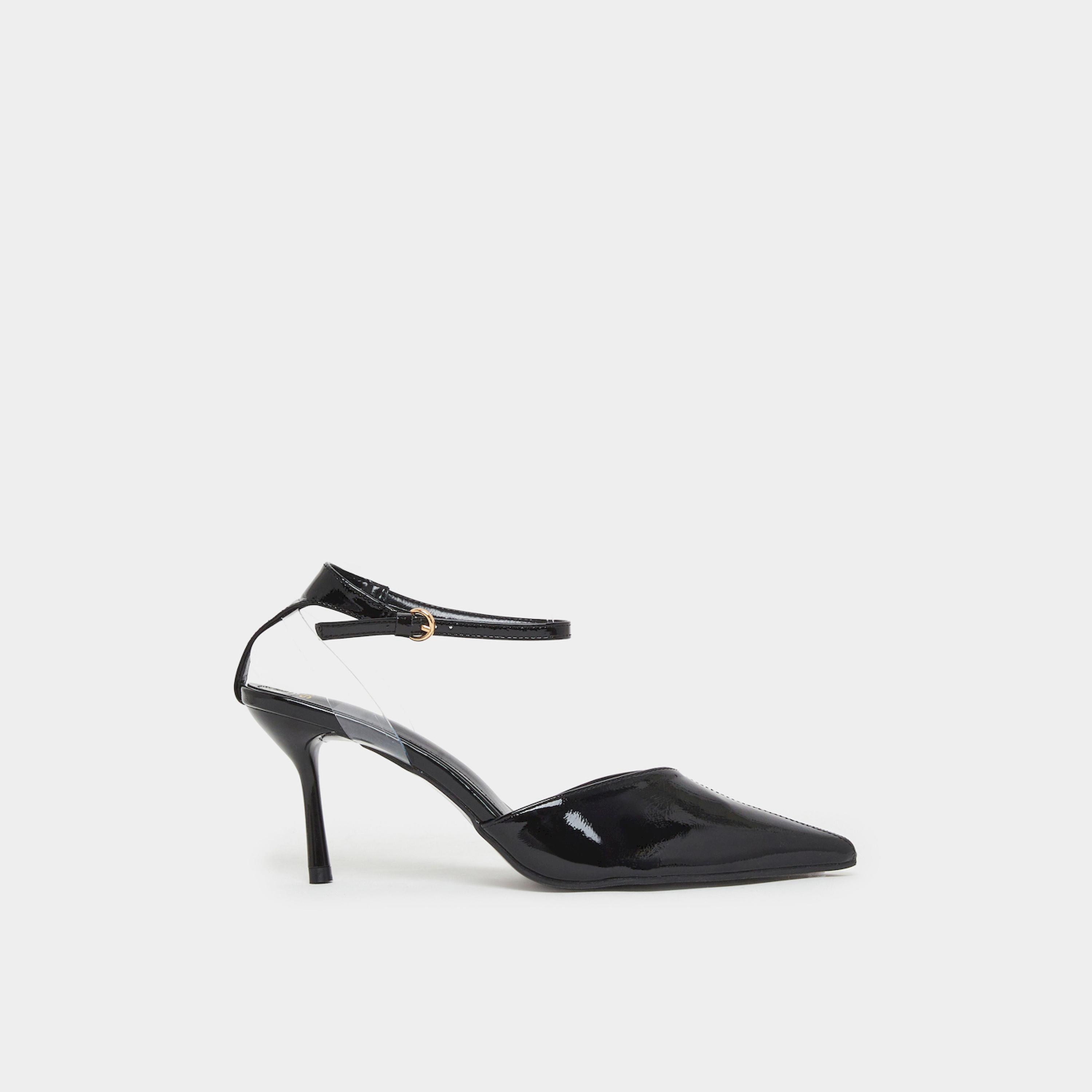 Styli Black Patent Ankle Strap Pointed-Toe Shoes-women-shoes-heels-image-2