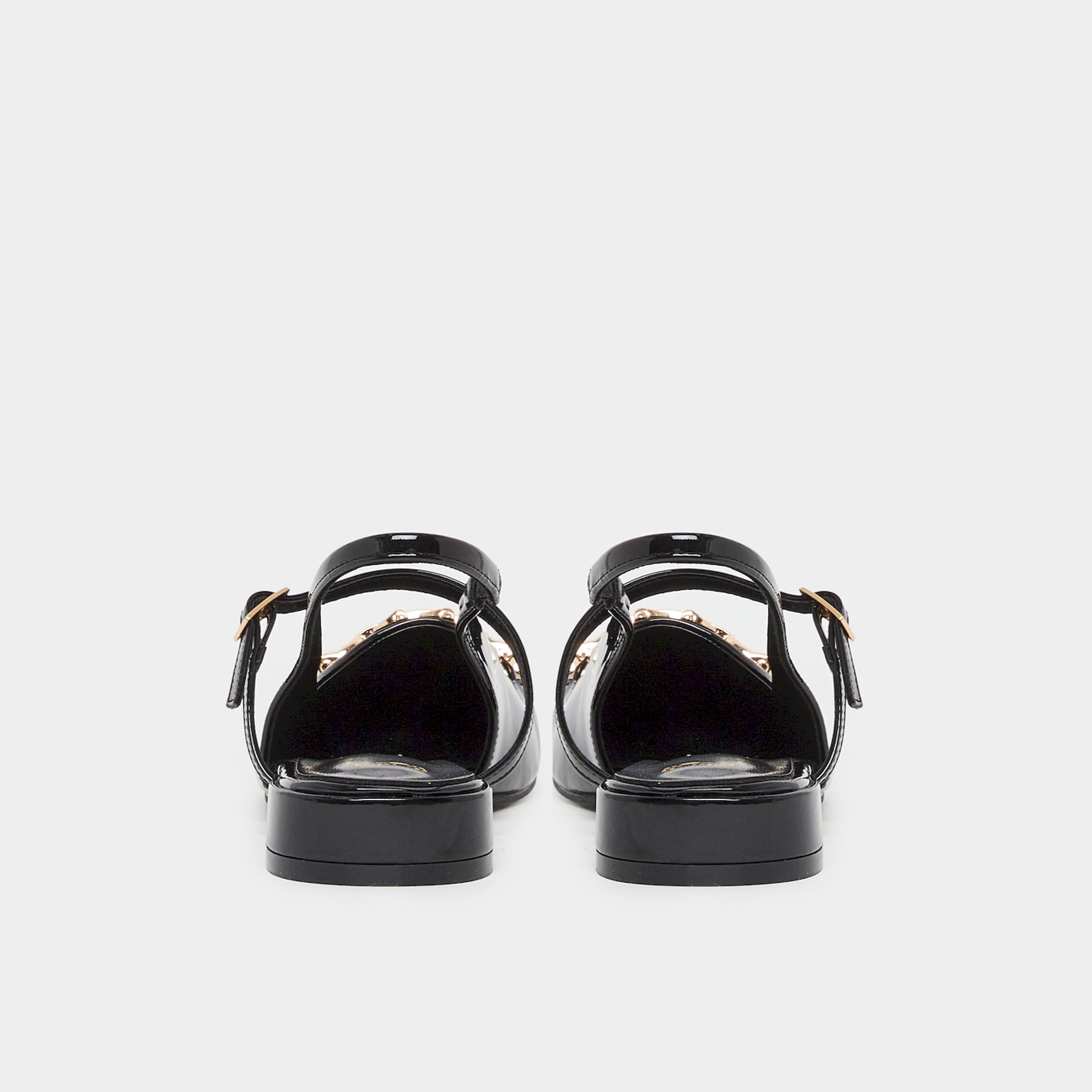 Styli Black Patent Leather Slingback Shoes-women-shoes-ballerinas-image-4
