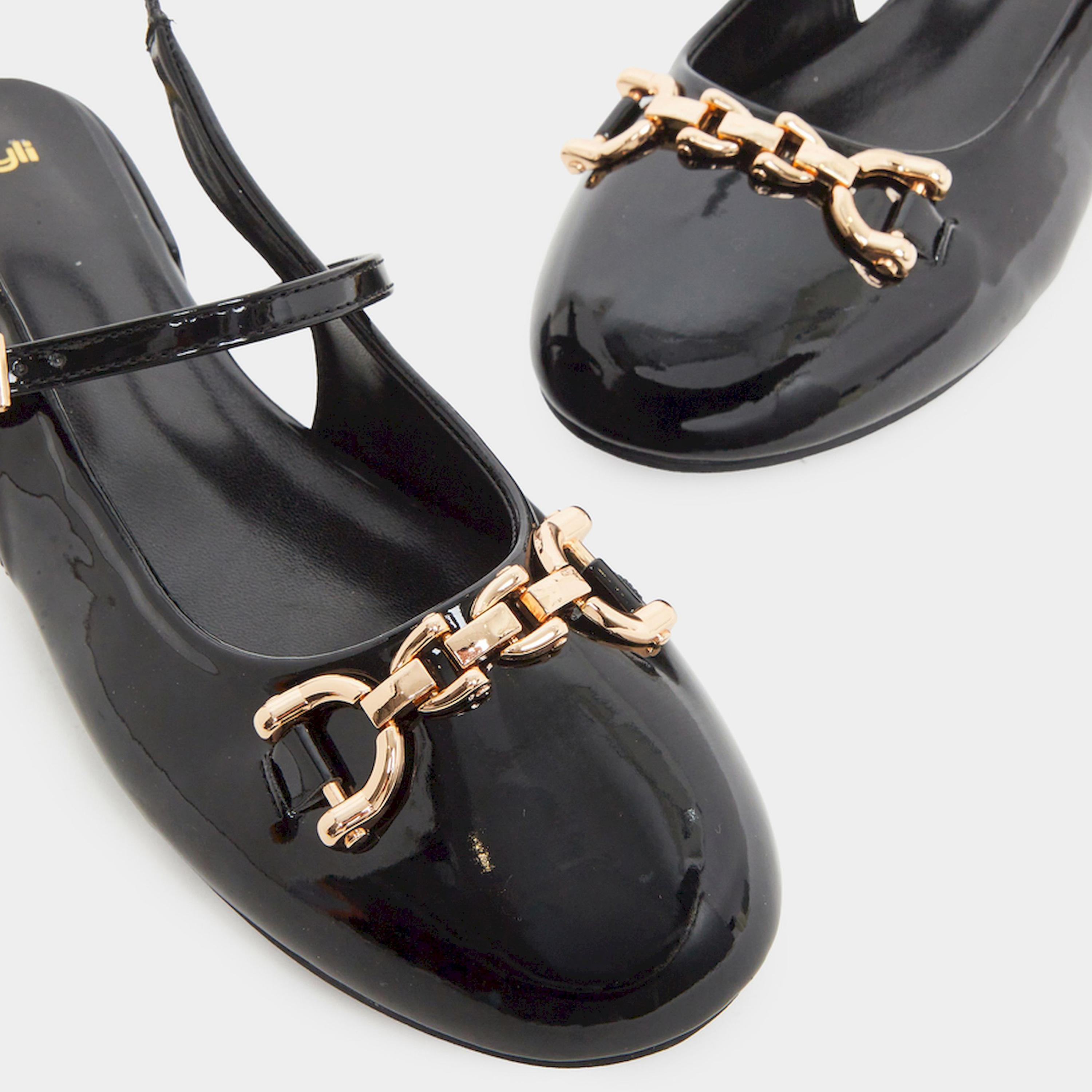 Styli Black Patent Leather Slingback Shoes-women-shoes-ballerinas-image-5