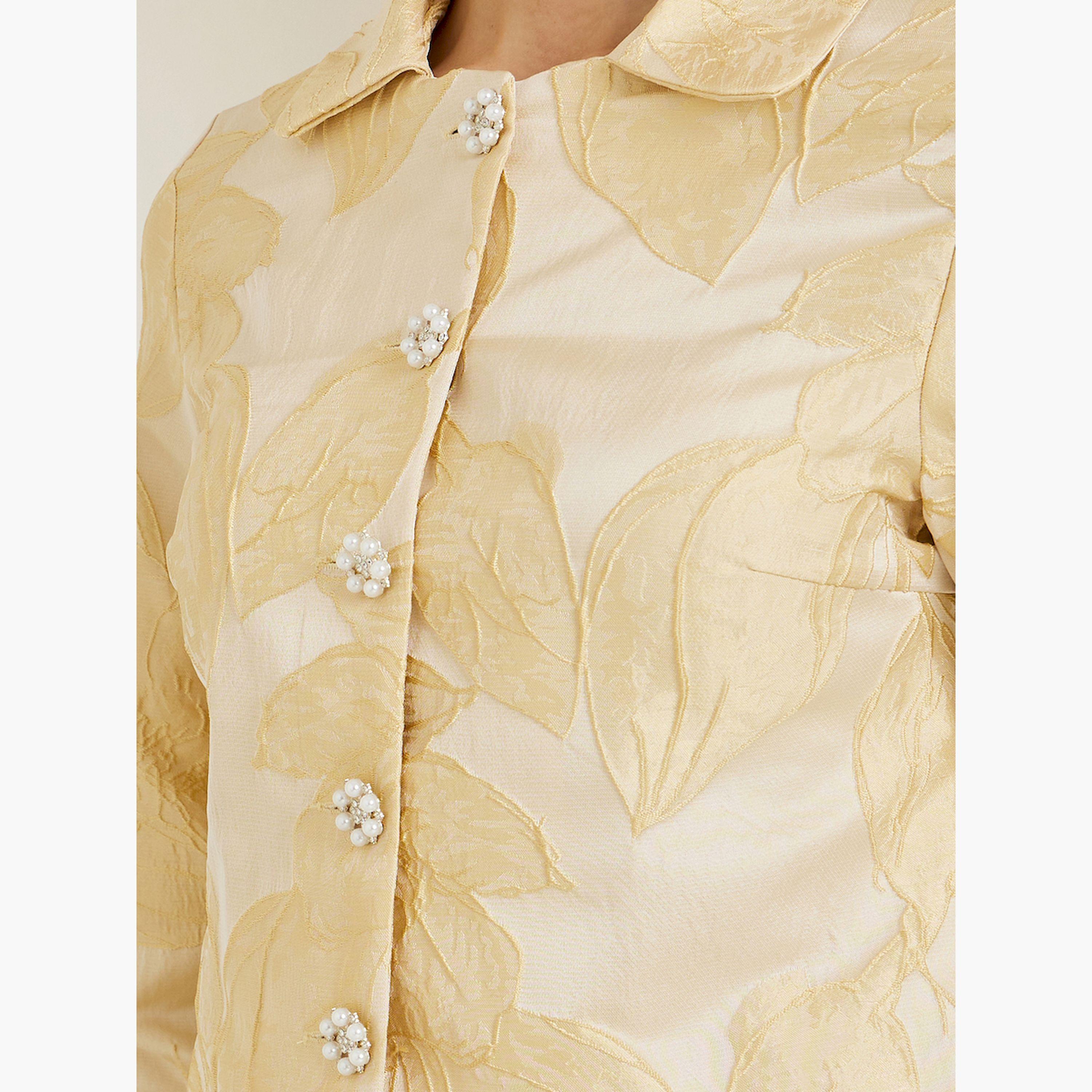 جاكيت كريمي قصير من جاكارد الزهور-women-winterwear-coatsandjackets-jackets-image-4